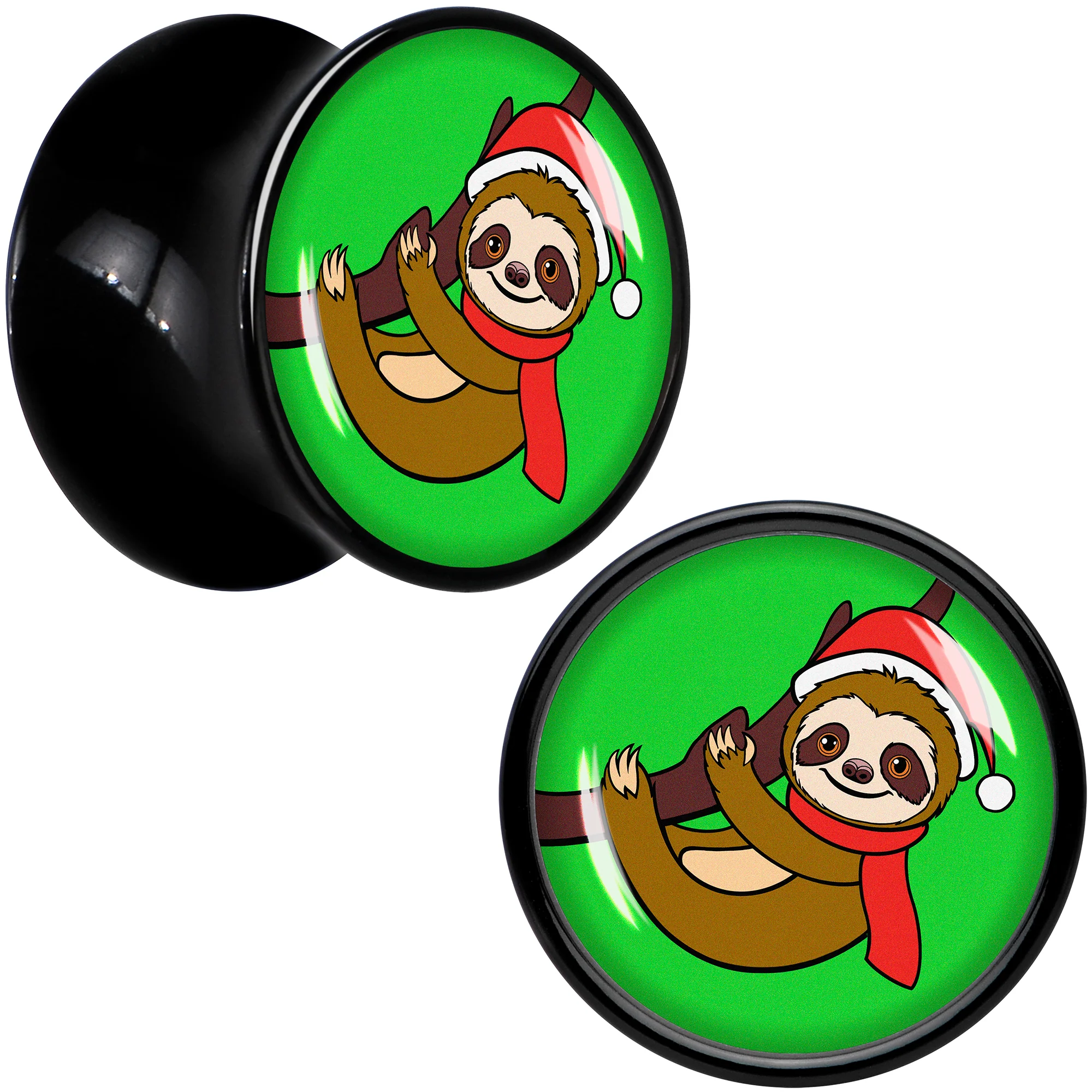 Holiday Santa Sloth Black Acrylic Saddle Plug Set by Onyx O - Image 5