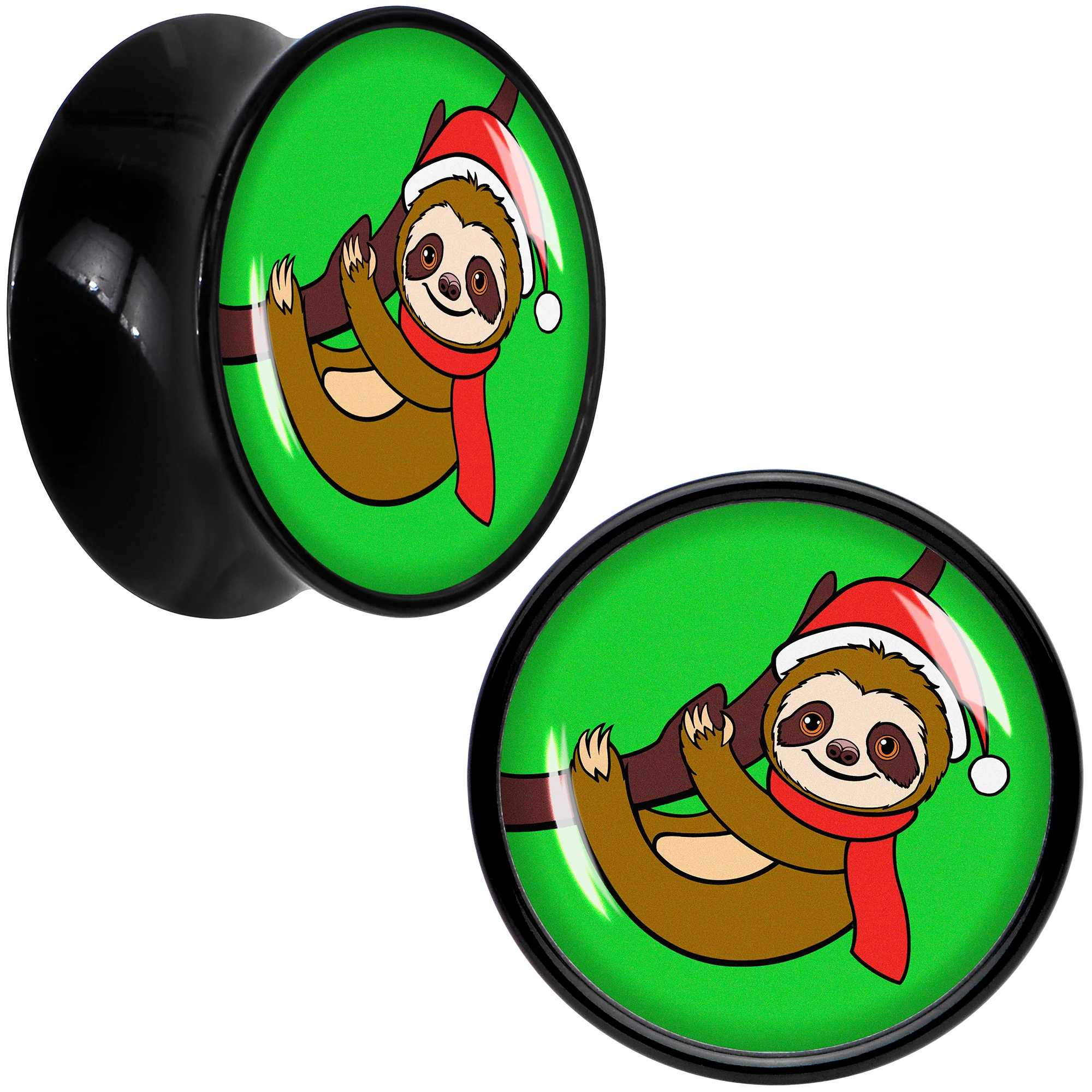 Holiday Santa Sloth Black Acrylic Saddle Plug Set by Onyx O - Image 7