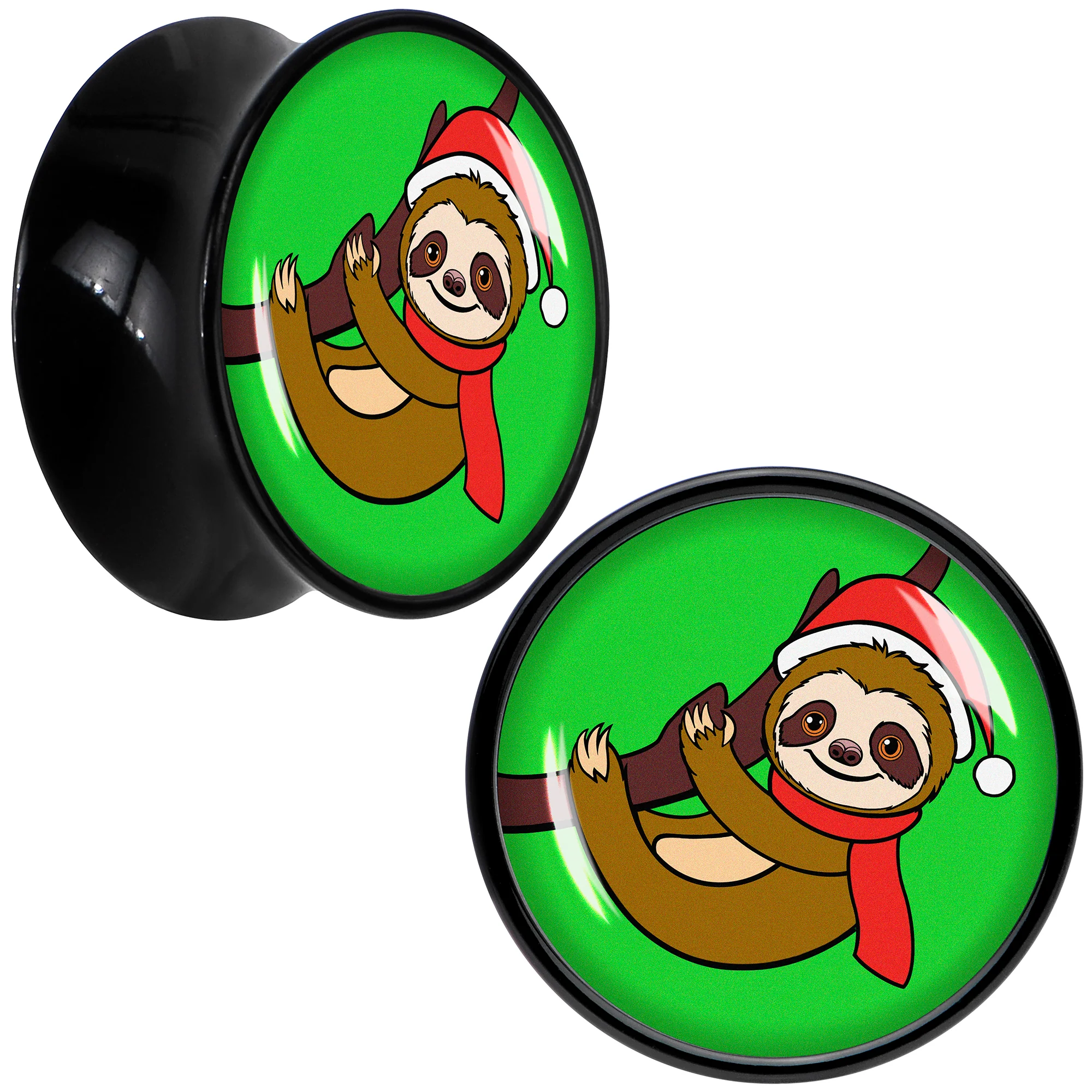 Holiday Santa Sloth Black Acrylic Saddle Plug Set by Onyx O - Image 8