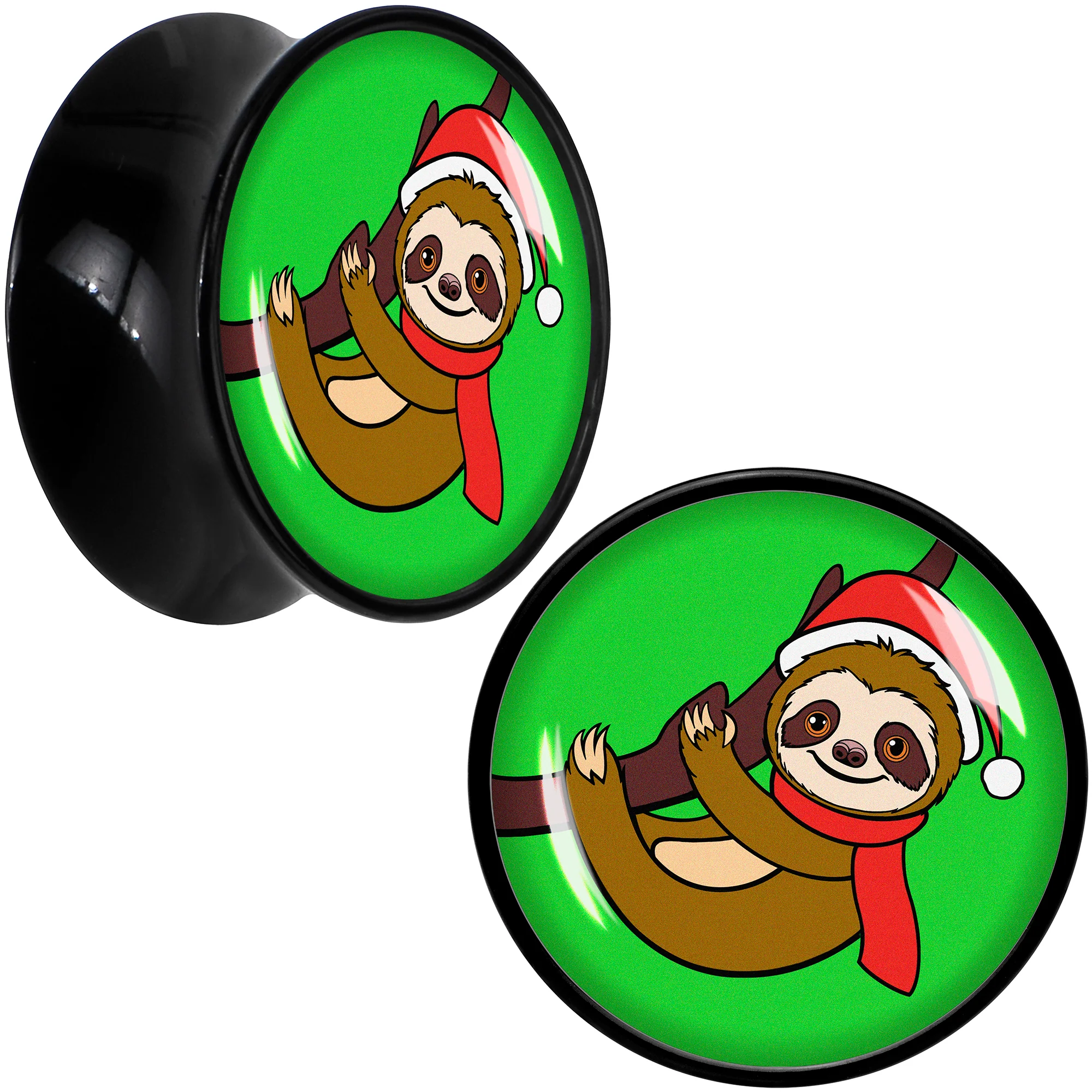 Holiday Santa Sloth Black Acrylic Saddle Plug Set by Onyx O - Image 9
