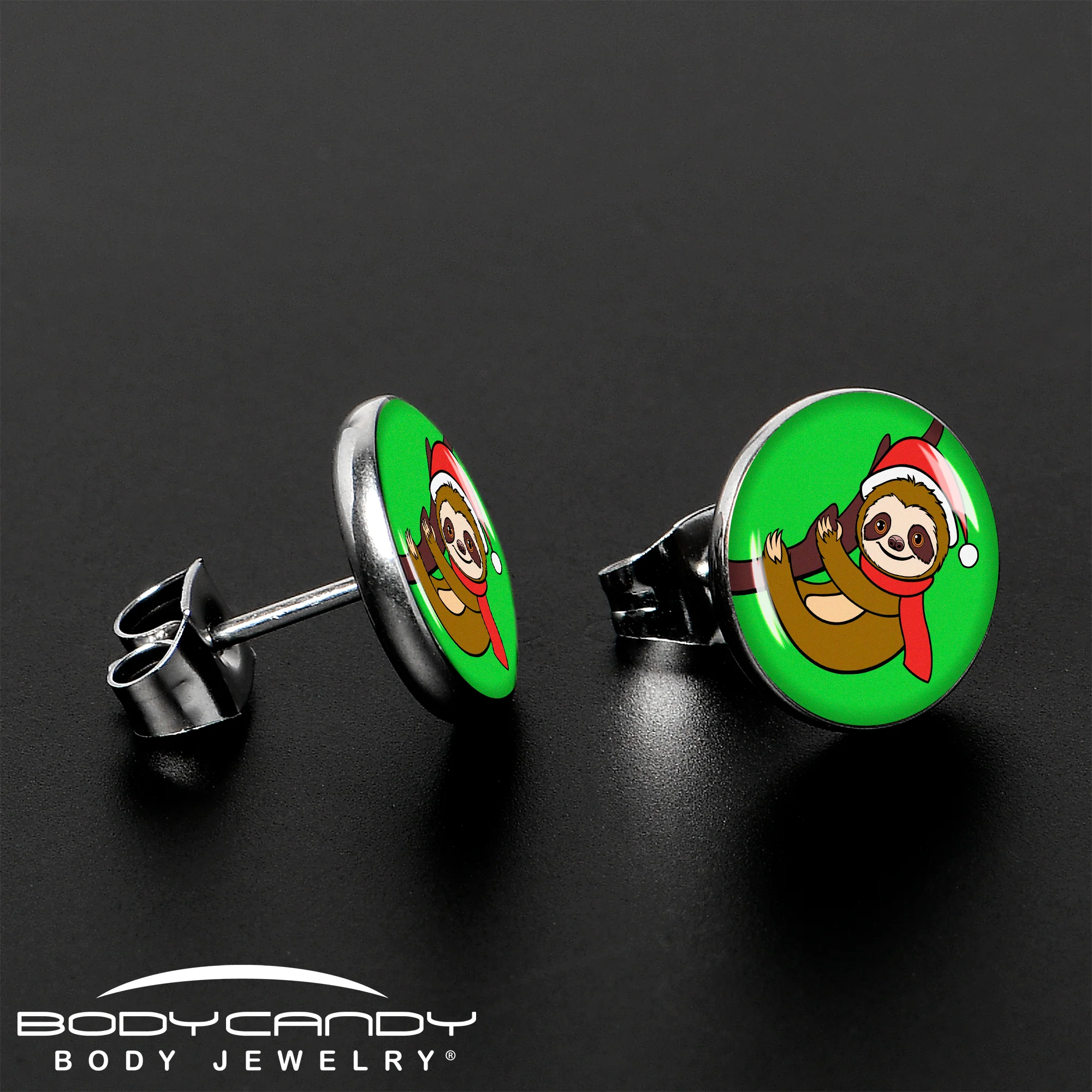Holiday Santa Sloth Stud Earrings by Onyx O - Image 3