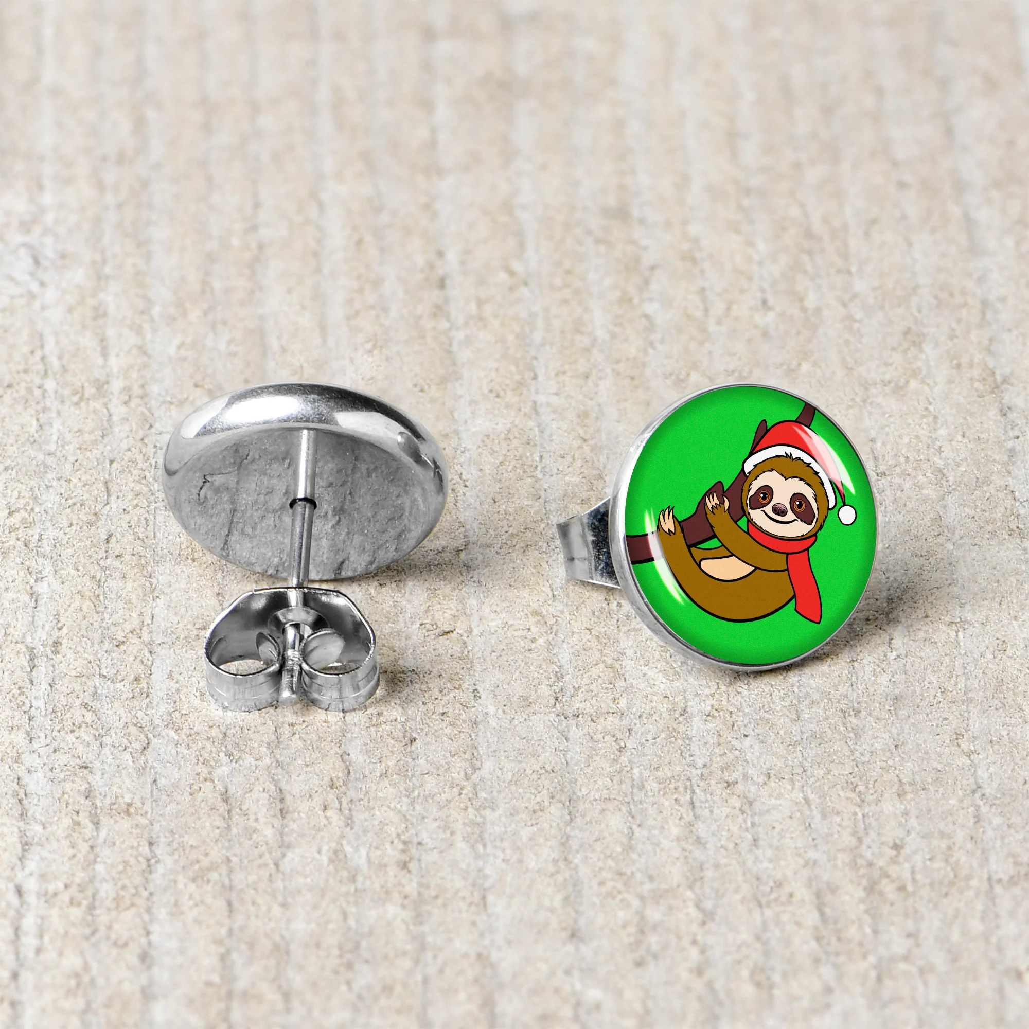 Holiday Santa Sloth Stud Earrings by Onyx O - Image 5