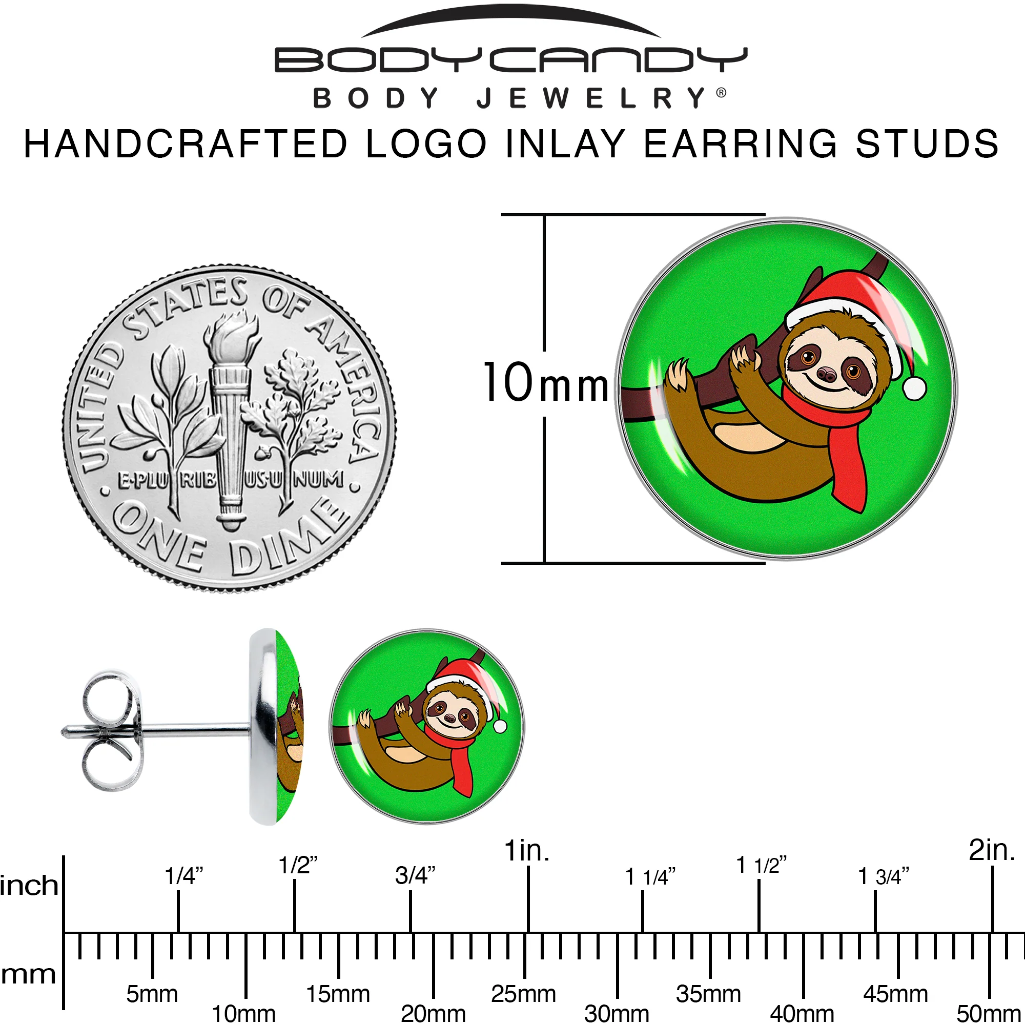 Holiday Santa Sloth Stud Earrings by Onyx O - Image 6