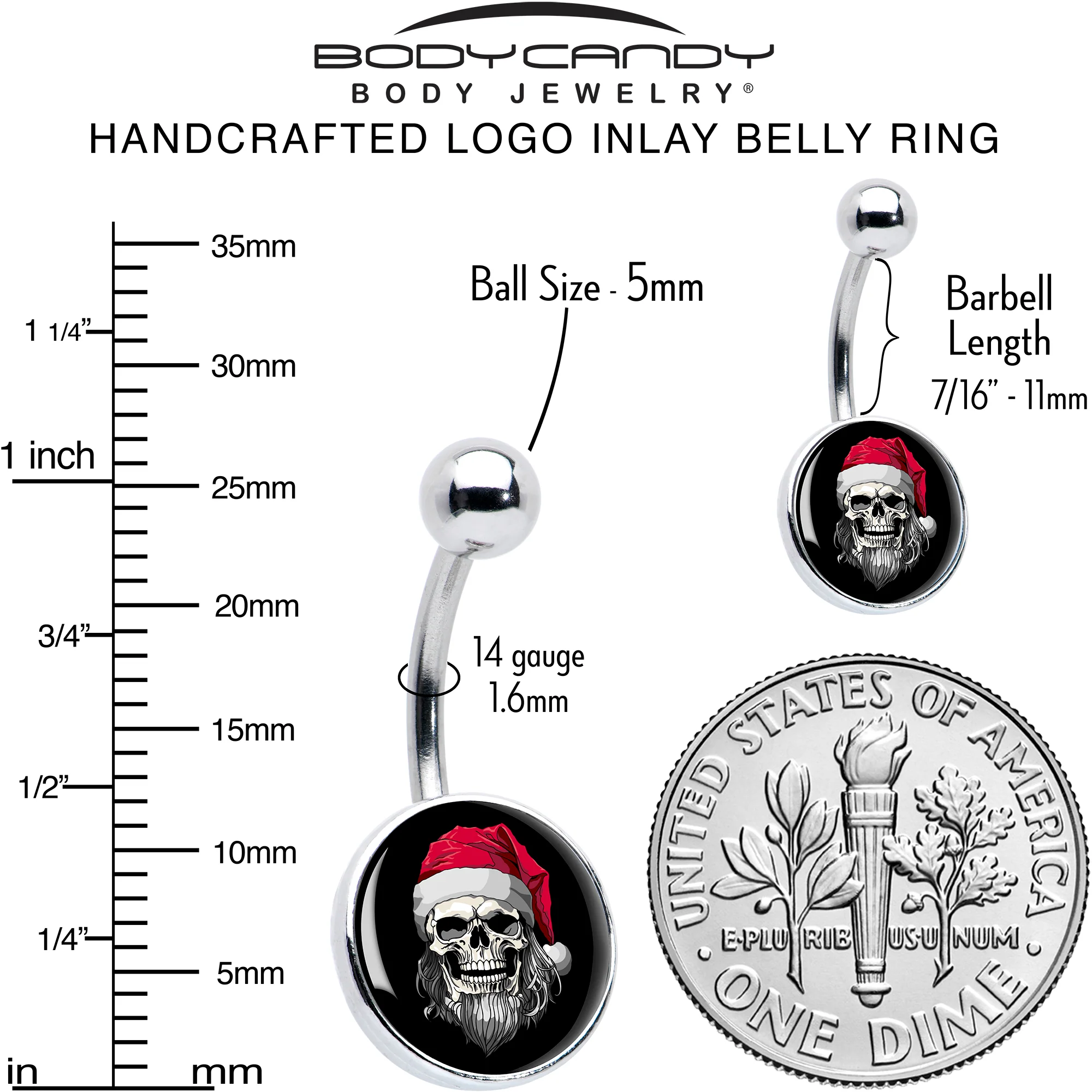 Holiday Skeleton Santa Claus Belly Ring by Onyx O - Image 5