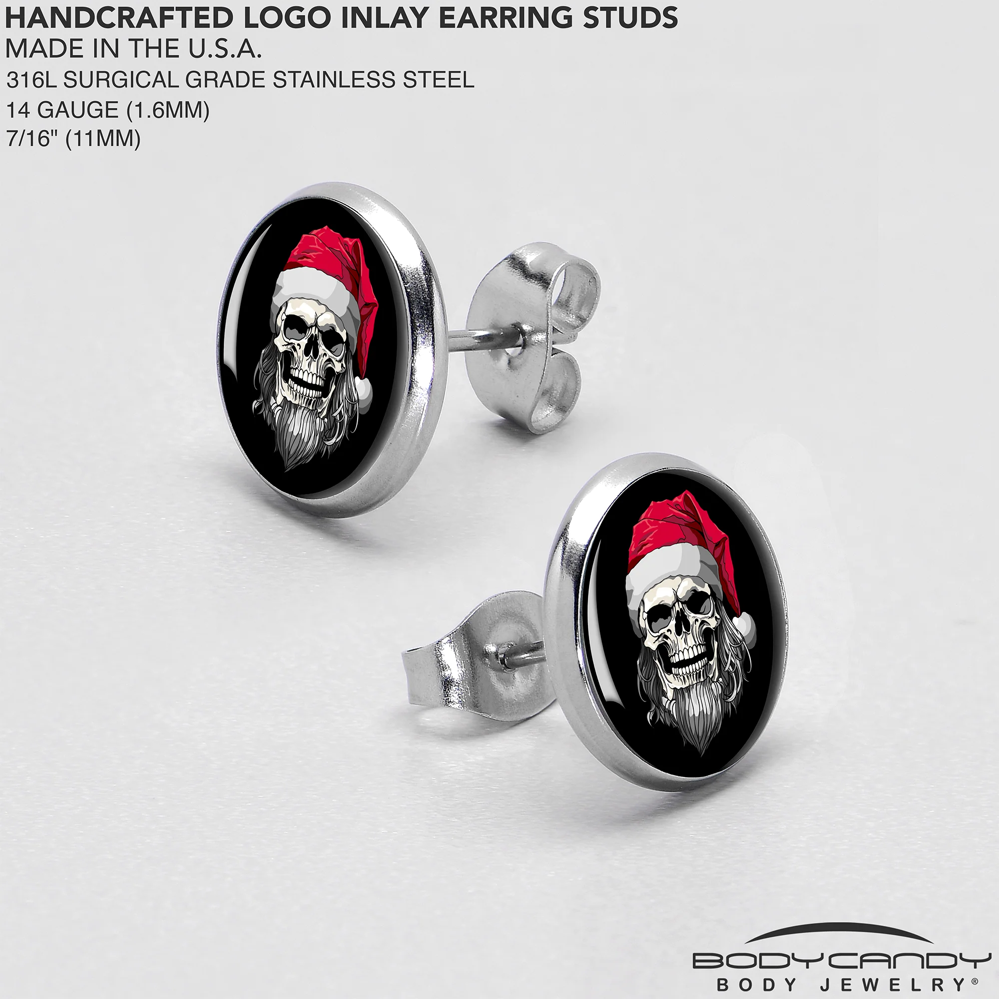 Holiday Skeleton Santa Claus Stud Earrings by Onyx O - Image 6