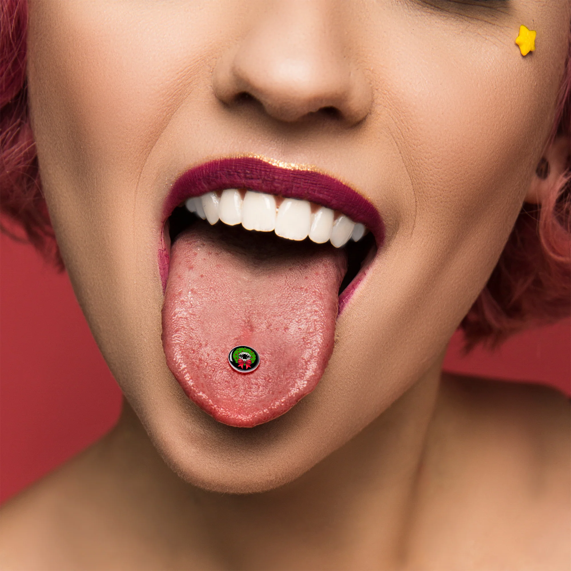 Holiday Vampire Wreath Barbell Tongue Ring by Onyx O - Image 5