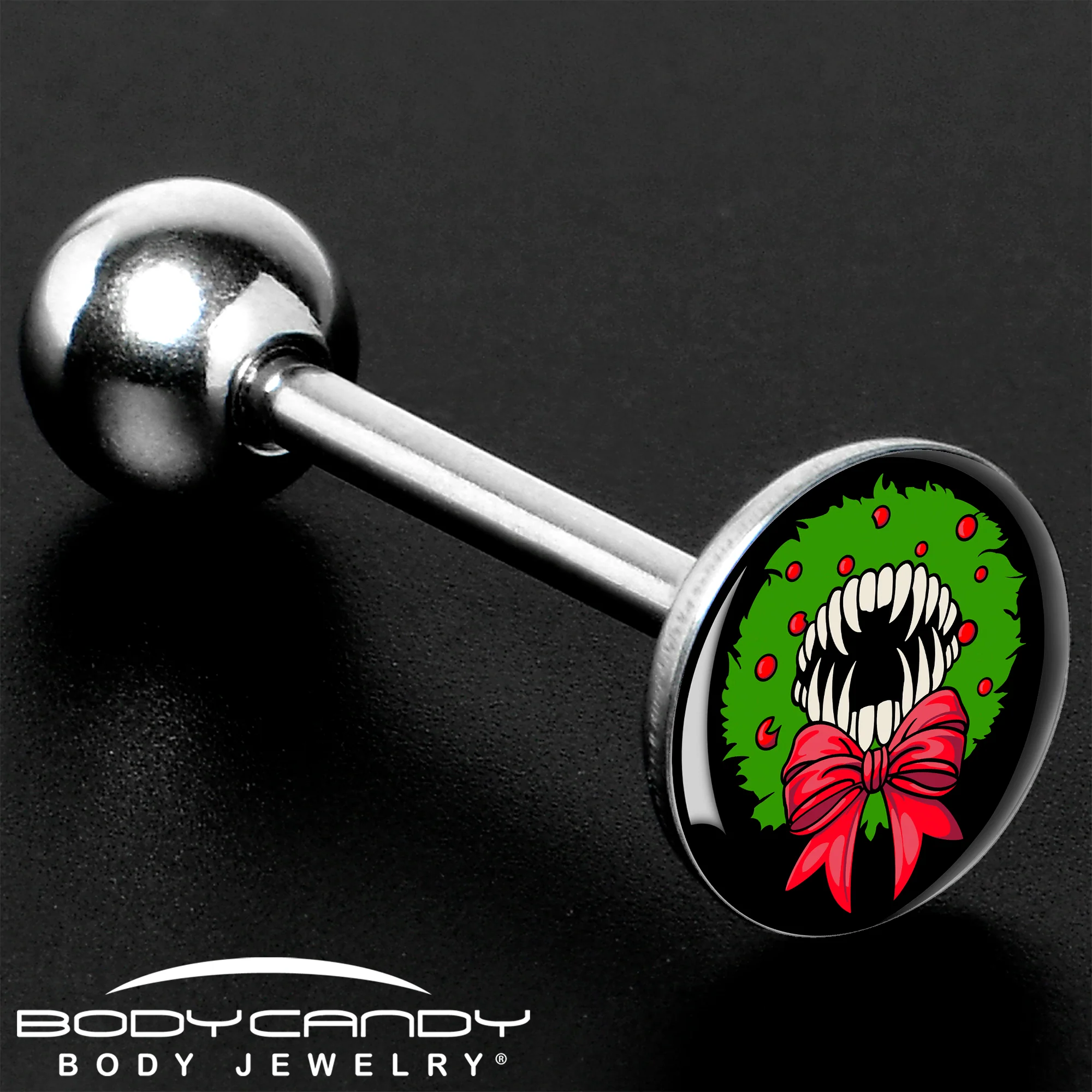 Holiday Vampire Wreath Barbell Tongue Ring by Onyx O - Image 7