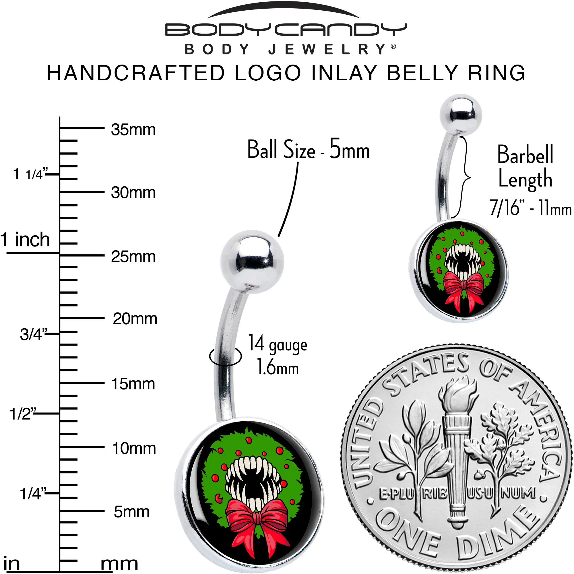 Holiday Vampire Wreath Belly Ring by Onyx O - Image 5