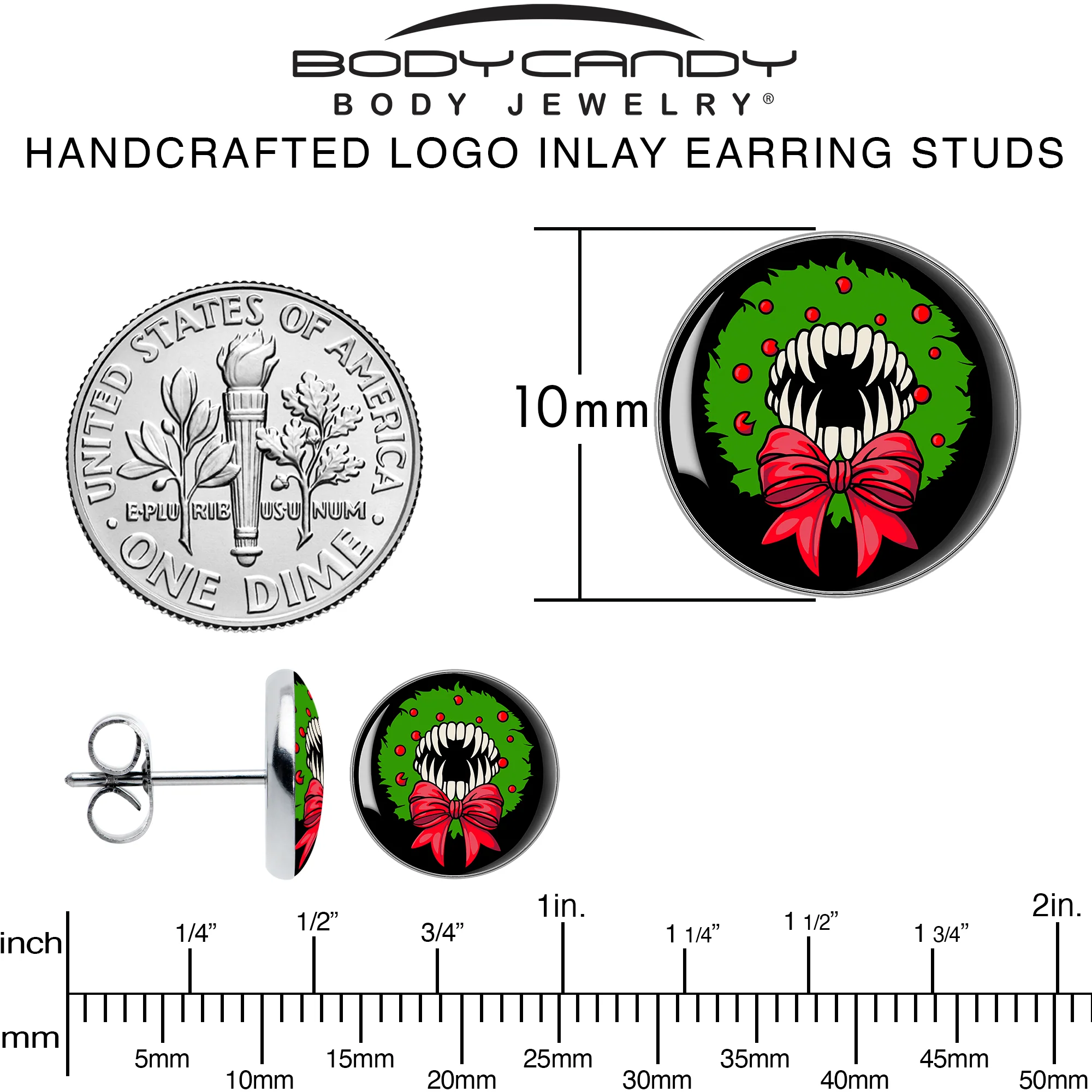 Holiday Vampire Wreath Stud Earrings by Onyx O - Image 5
