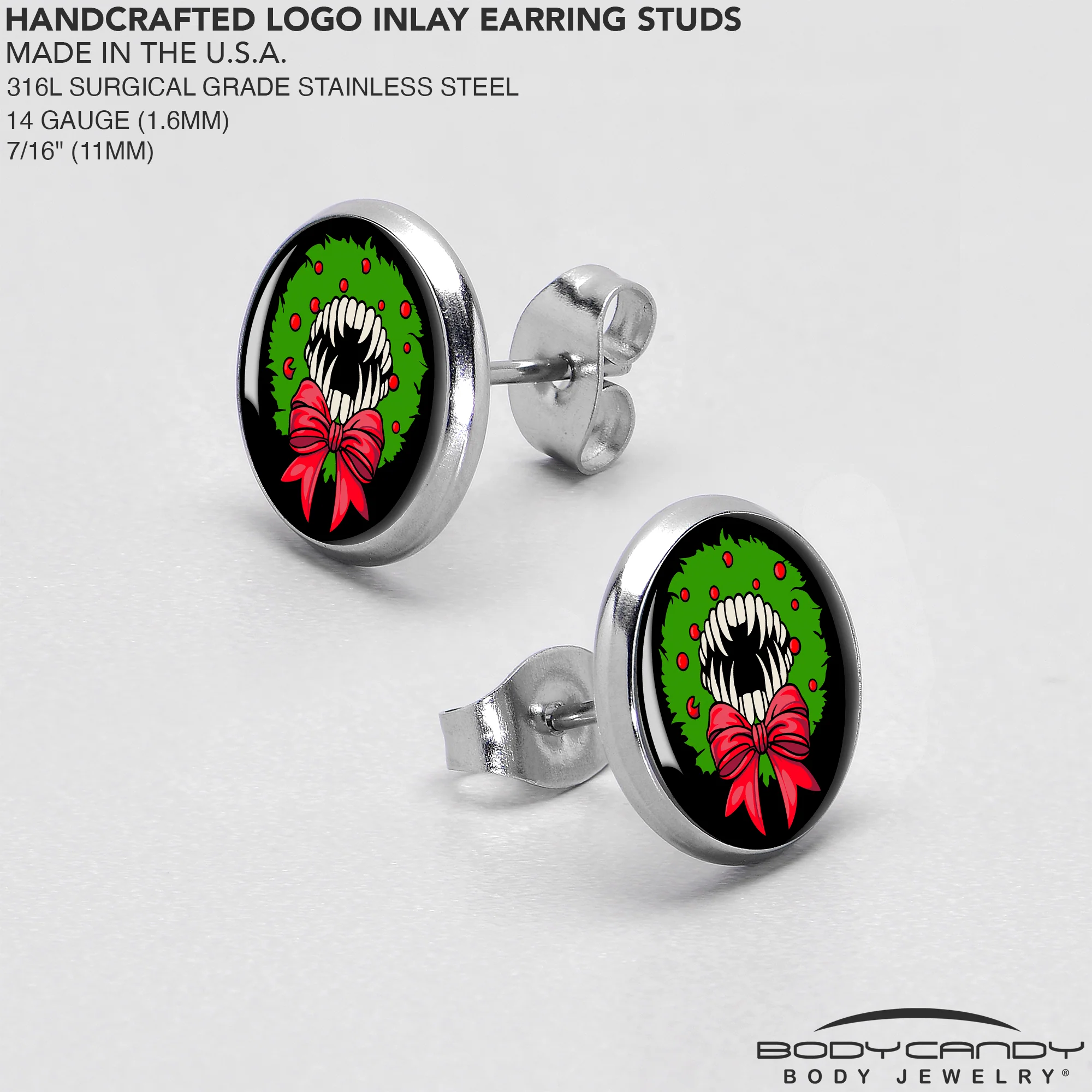 Holiday Vampire Wreath Stud Earrings by Onyx O - Image 6