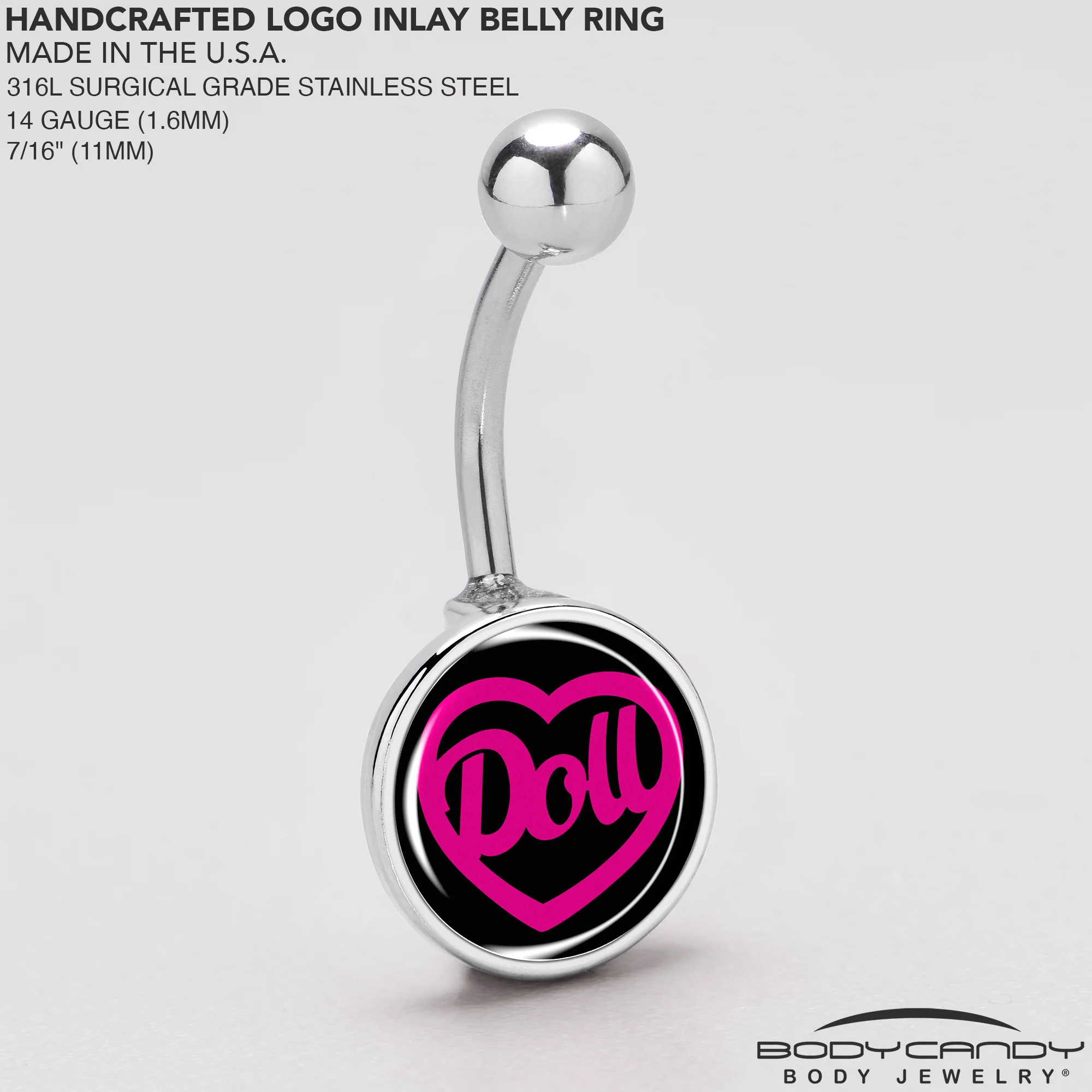 Hollow Heart Doll Word Belly Ring by Onyx O - Image 5