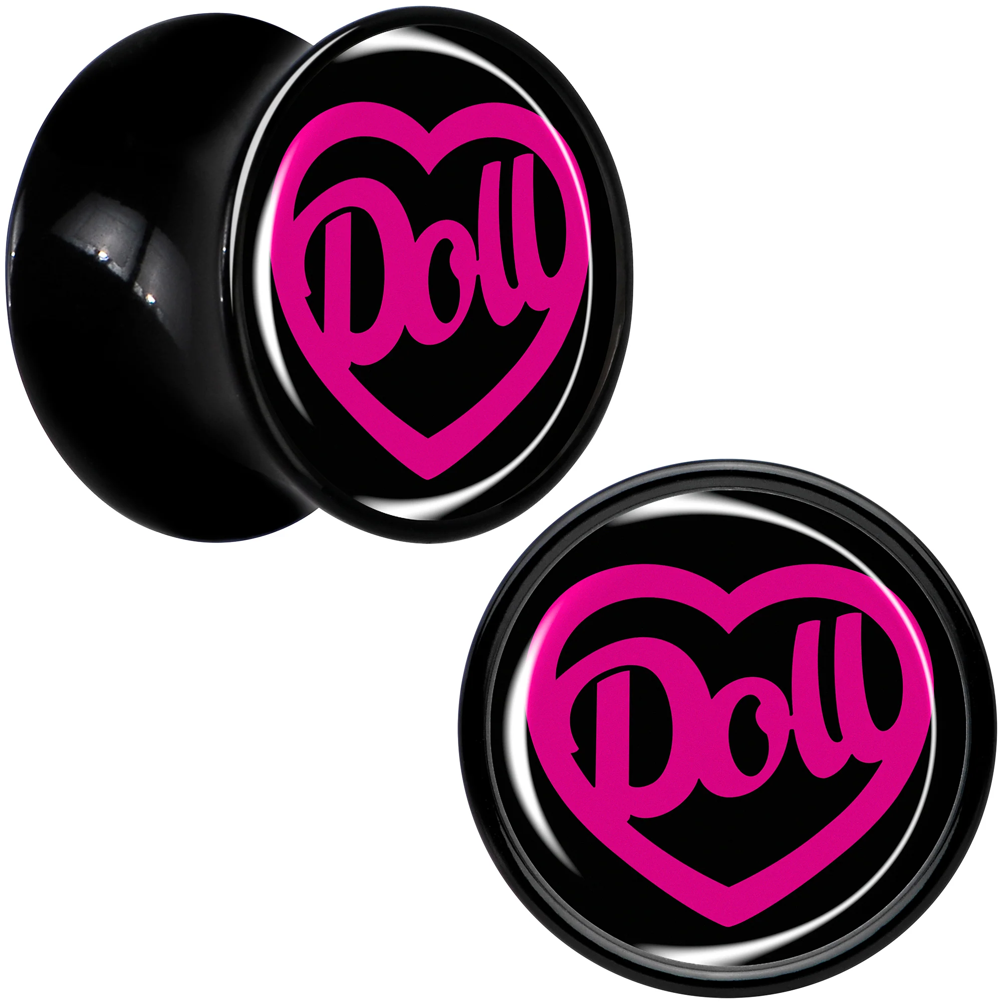 Hollow Heart Doll Word Black Acrylic Saddle Plug Set by Onyx O - Image 2