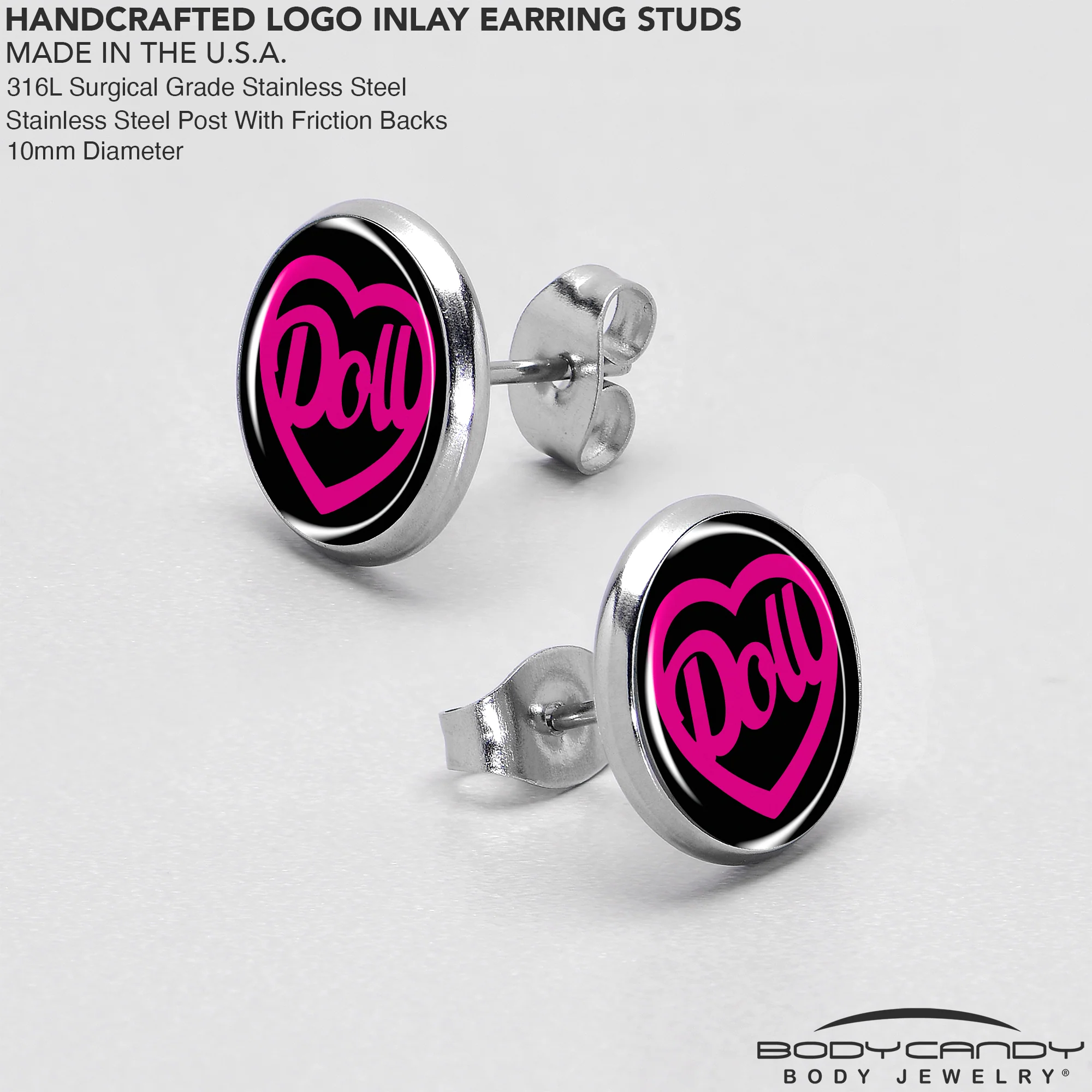 Hollow Heart Doll Word Stud Earrings by Onyx O - Image 7