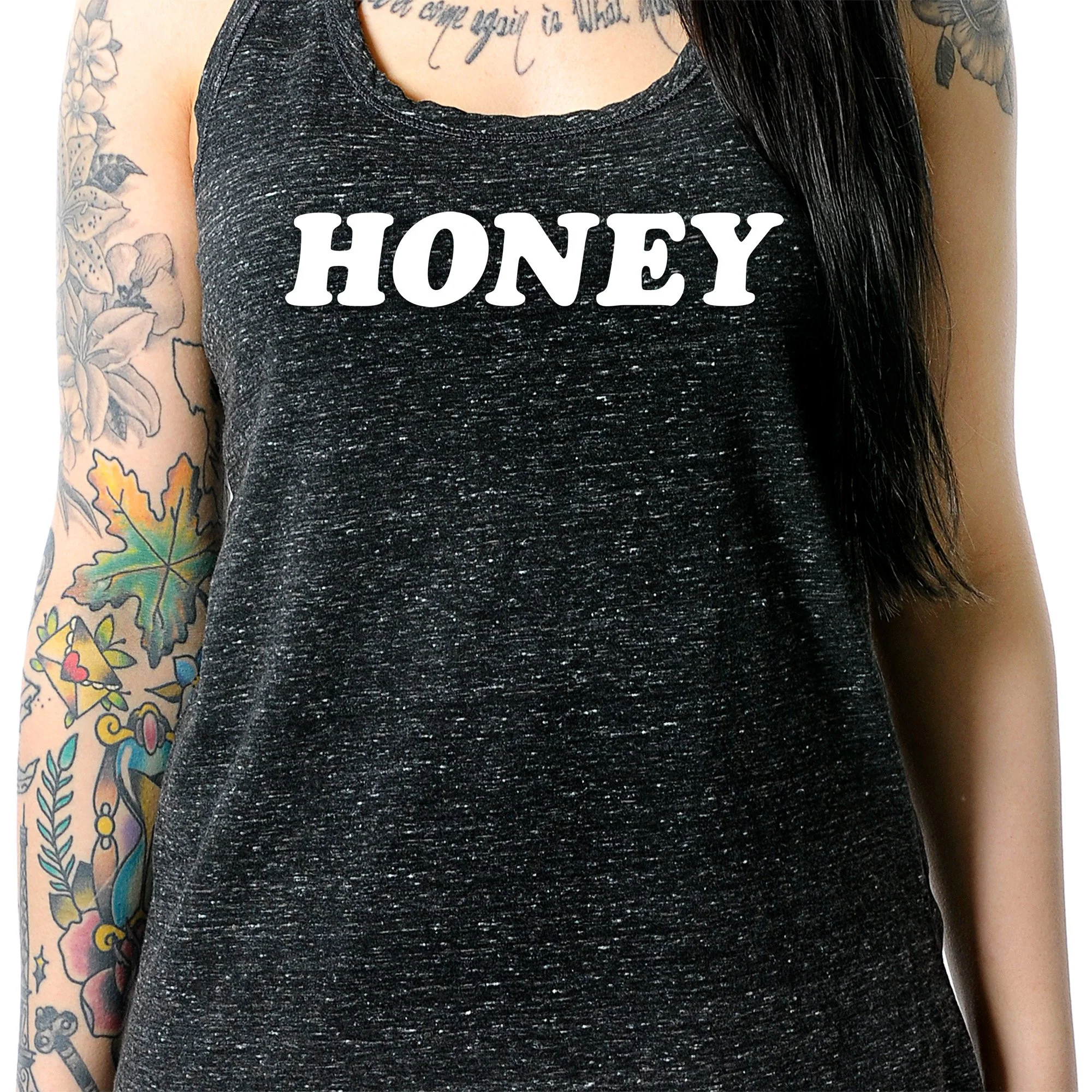 Honey Black Gray Cosmic Twist Back Tank Top - Image 3