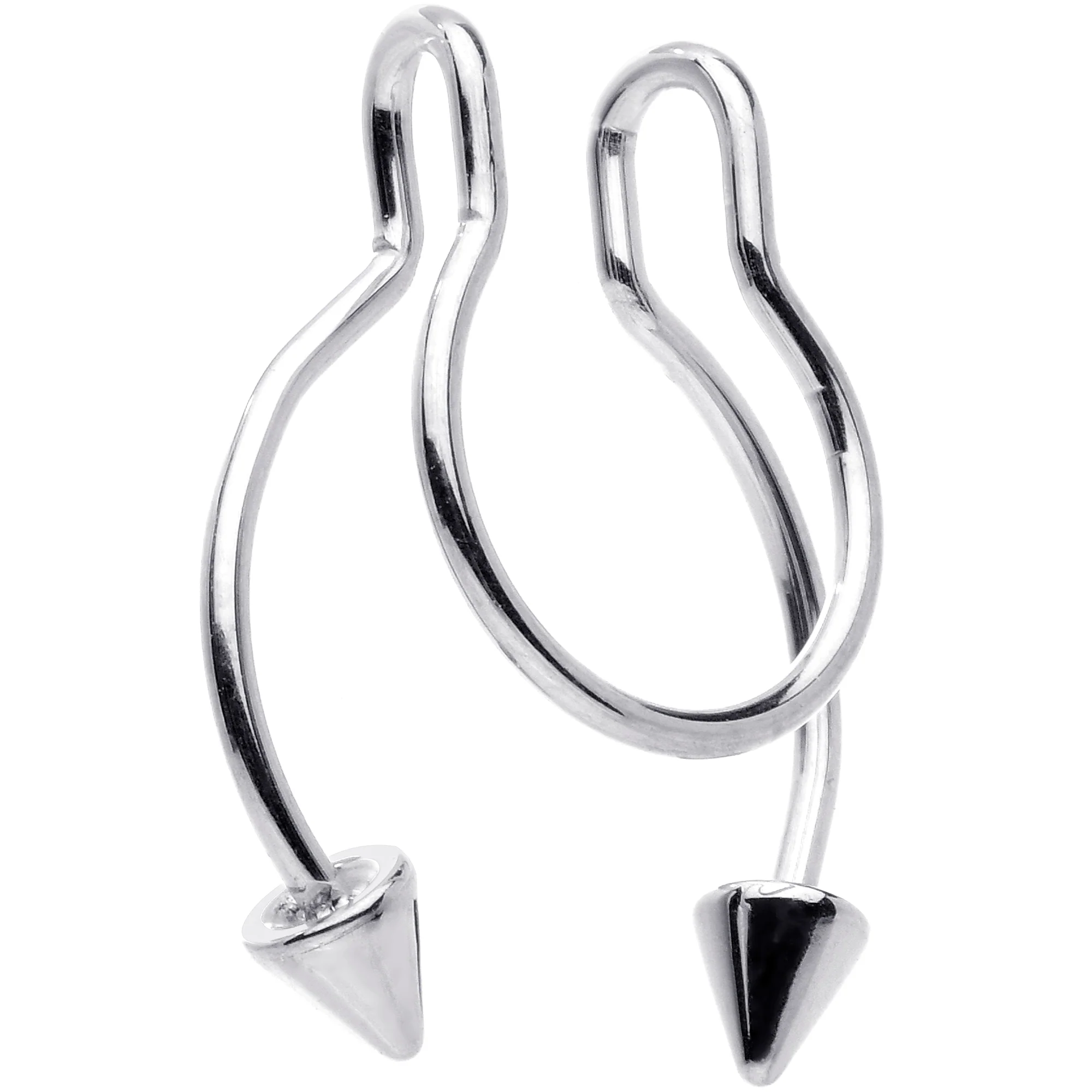 Horseshoe Cone Barbell Fake Nose Ring Nipple and Clip on Earring - Image 2