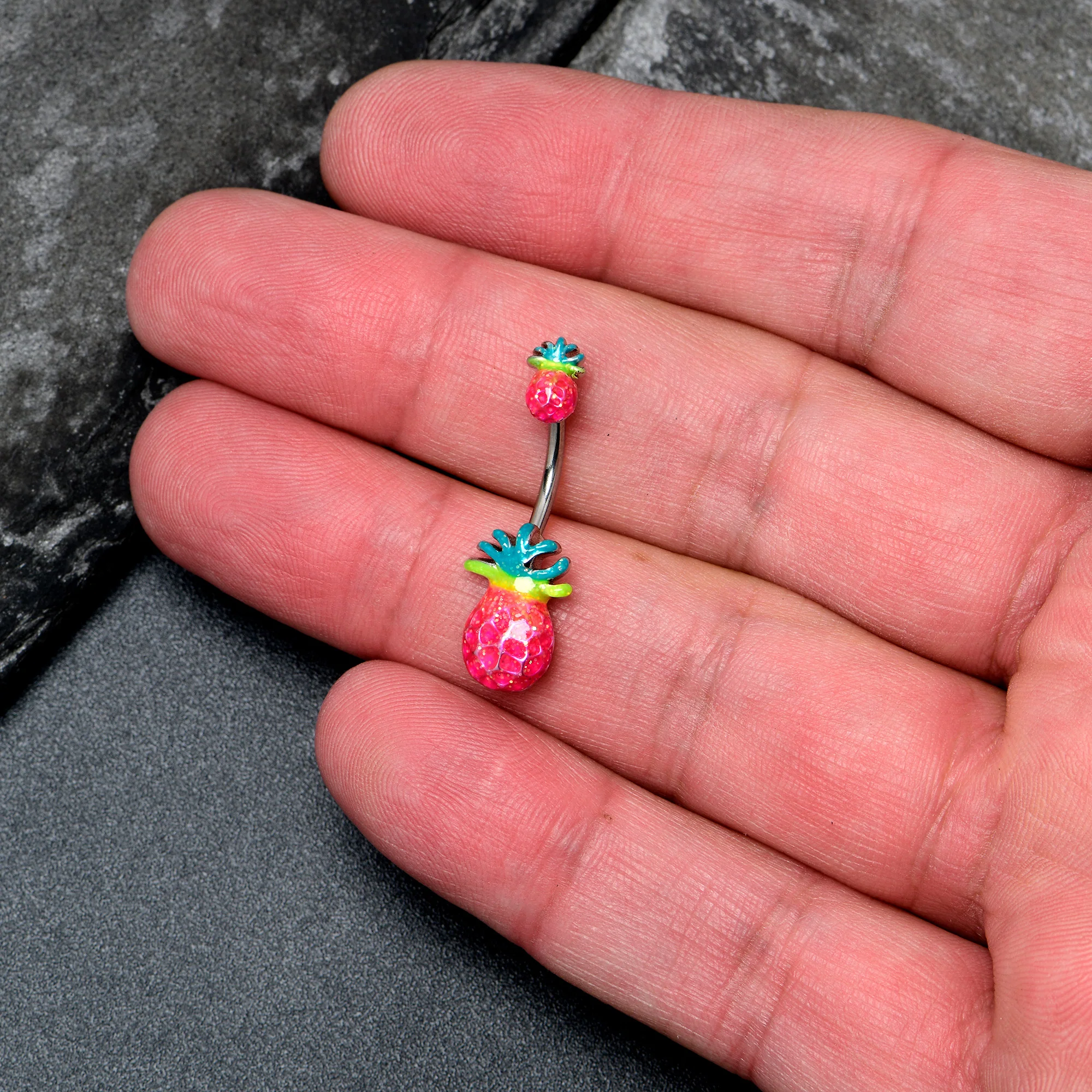 Hot Tropical Pineapple Double Mount Belly Ring - Image 2