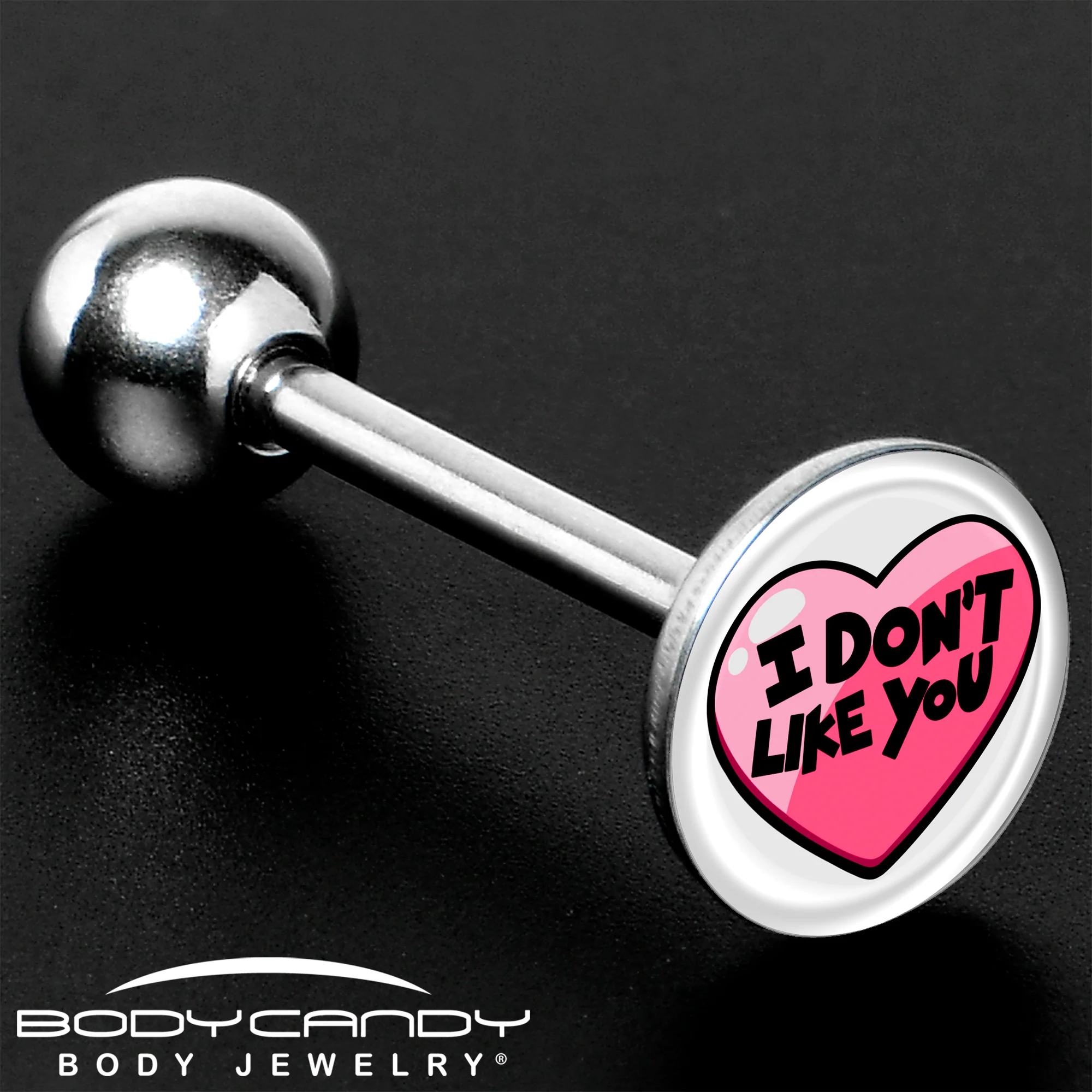 I Don't Like You Valentine Heart Barbell Tongue Ring - Image 8