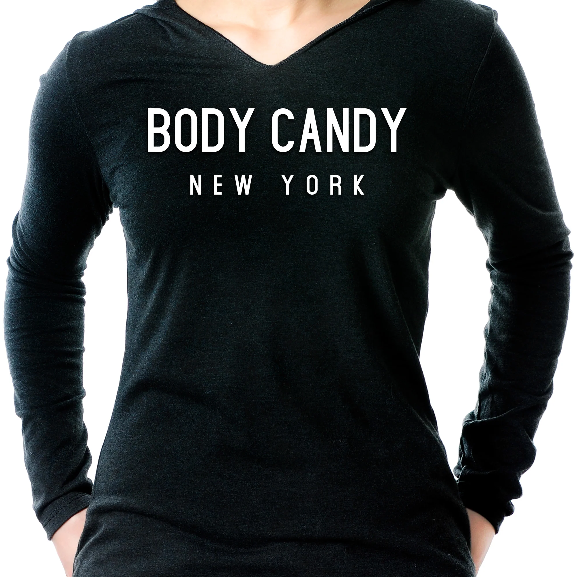 I hate everyone Navy Tapered V-Neck Tee Shirt - Image 4