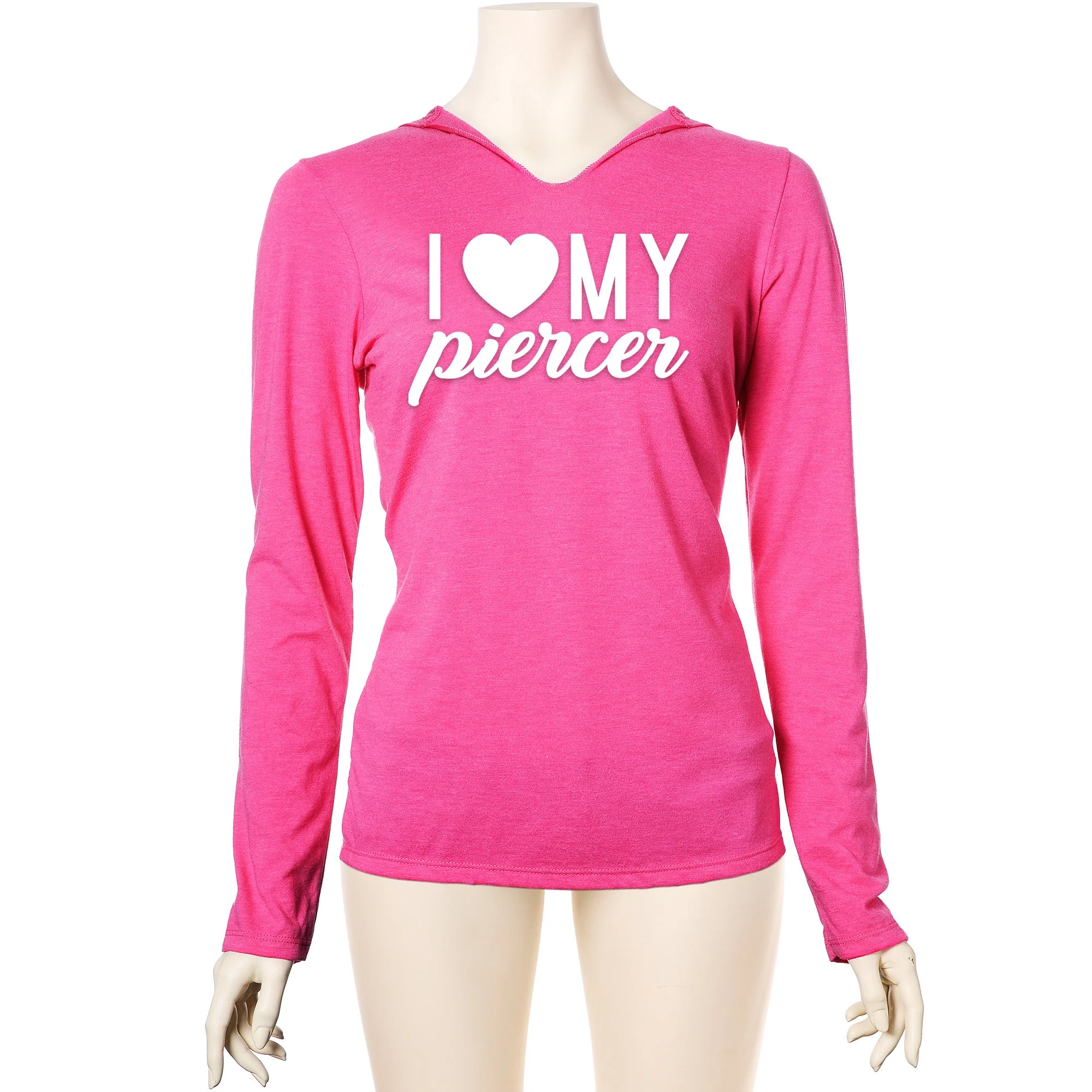 I Heart My Piercer Black Tapered Long Sleeve Hoodie - Image 10
