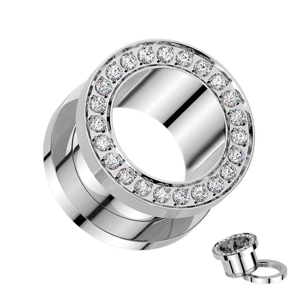 Implant Grade Titanium CZ Rim Double Flare Screw Fit Tunnel Plug Set Sizes 6mm to 16mm - Image 18