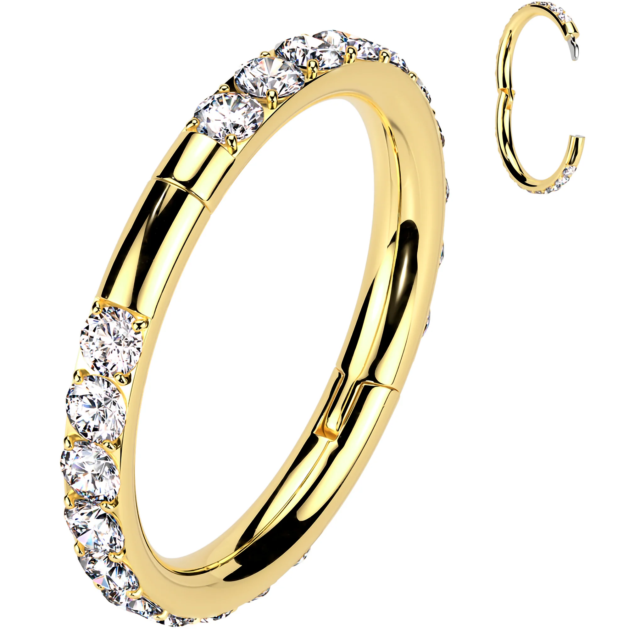 Implant Grade Titanium Forward CZ Double Sided Hoop Segment Ring - Image 10