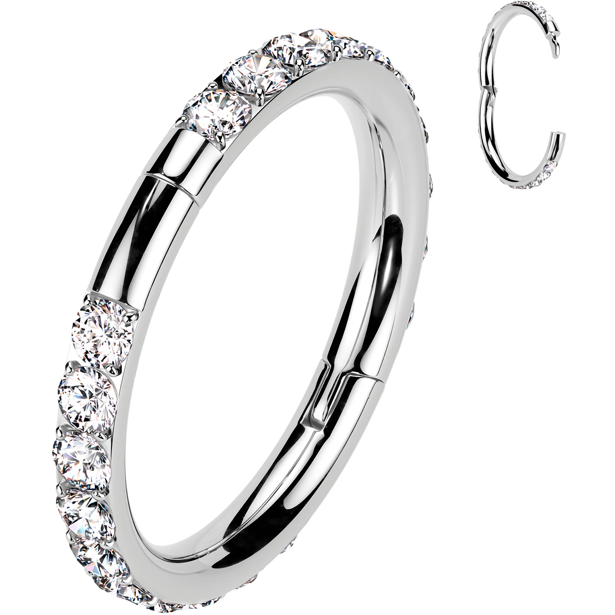 Implant Grade Titanium Forward CZ Double Sided Hoop Segment Ring - Image 11