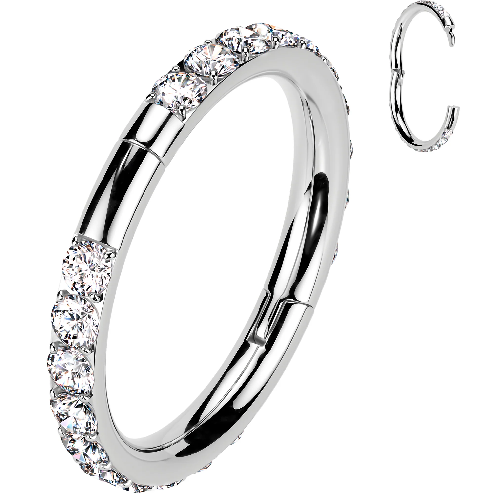 Implant Grade Titanium Forward CZ Double Sided Hoop Segment Ring - Image 13