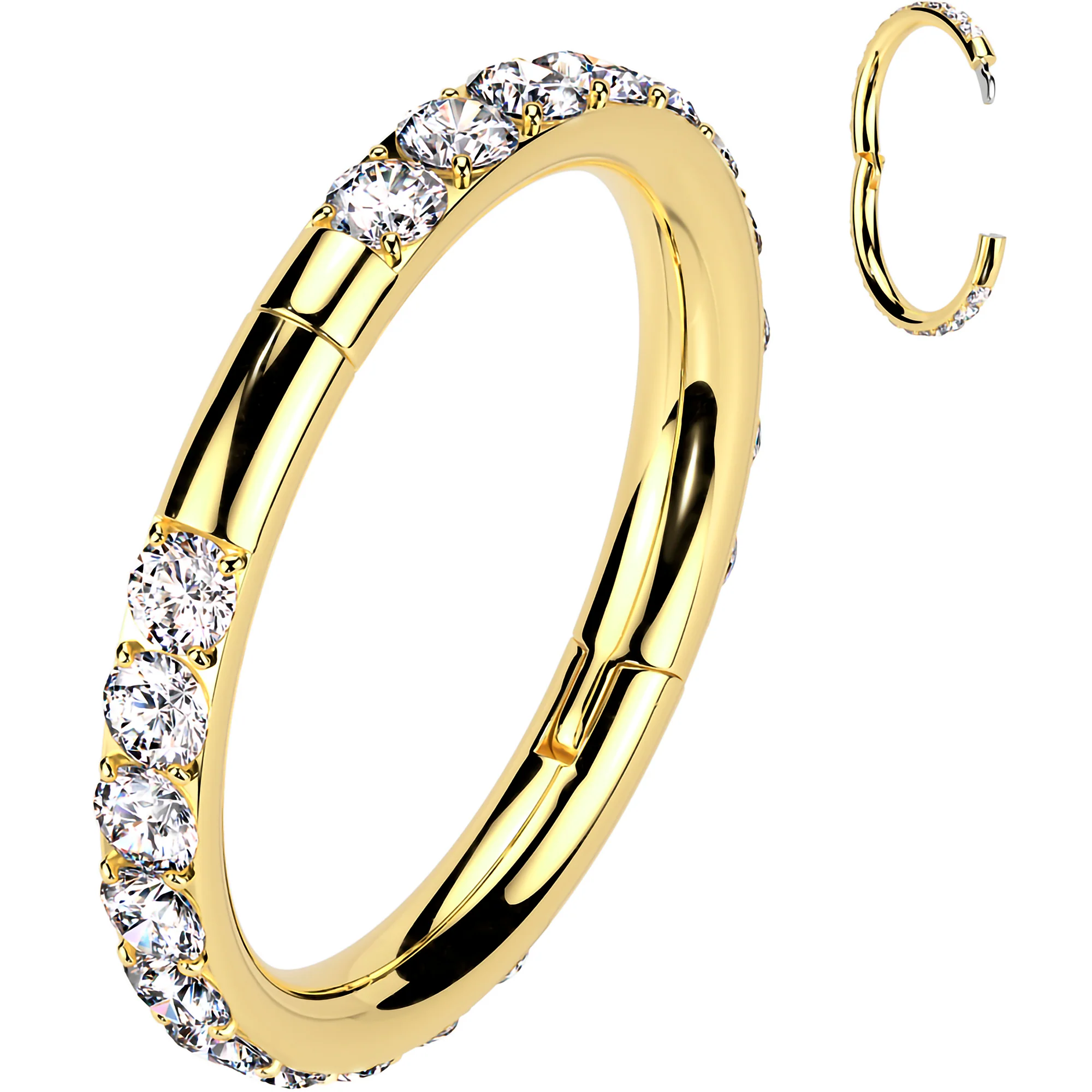 Implant Grade Titanium Forward CZ Double Sided Hoop Segment Ring - Image 14