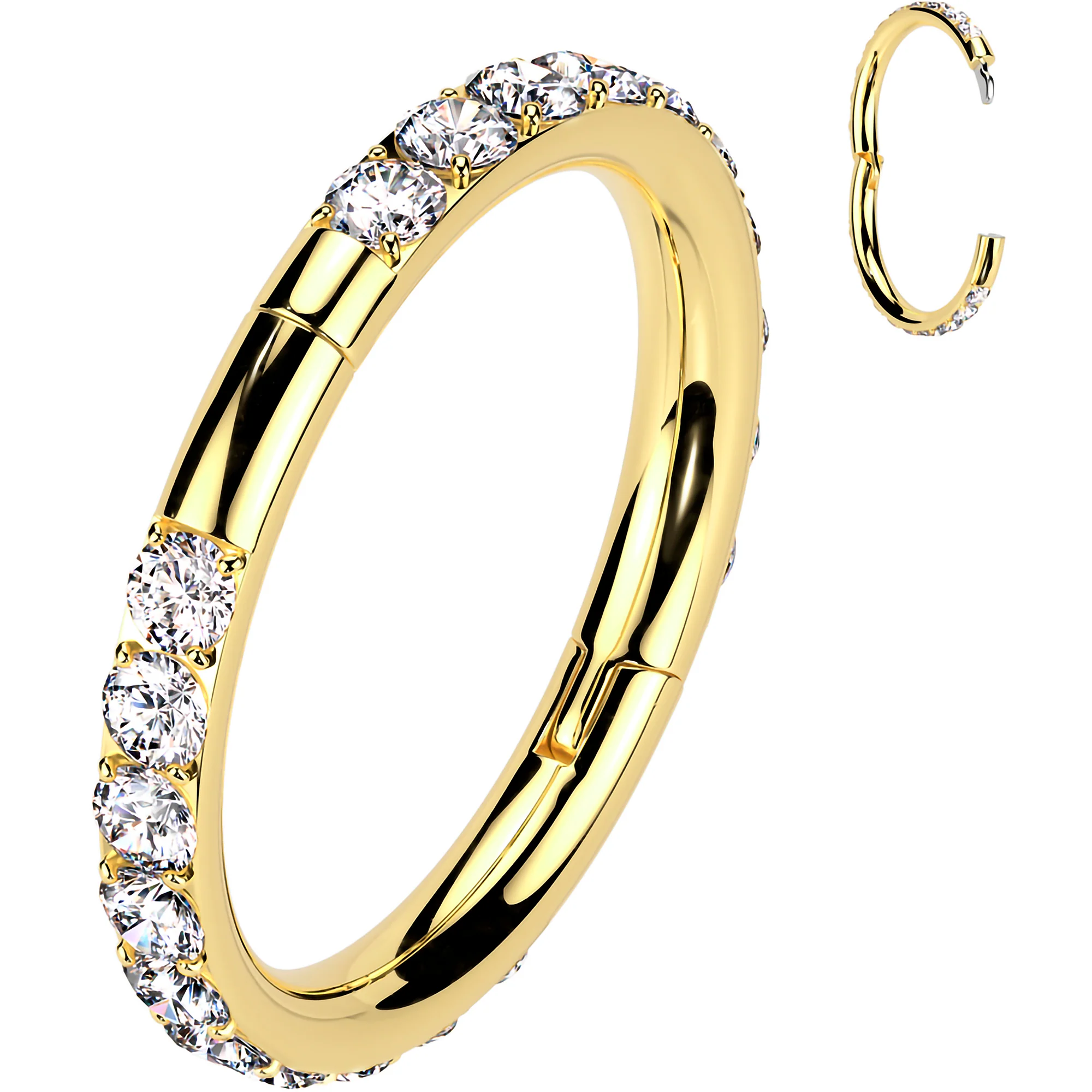 Implant Grade Titanium Forward CZ Double Sided Hoop Segment Ring - Image 15