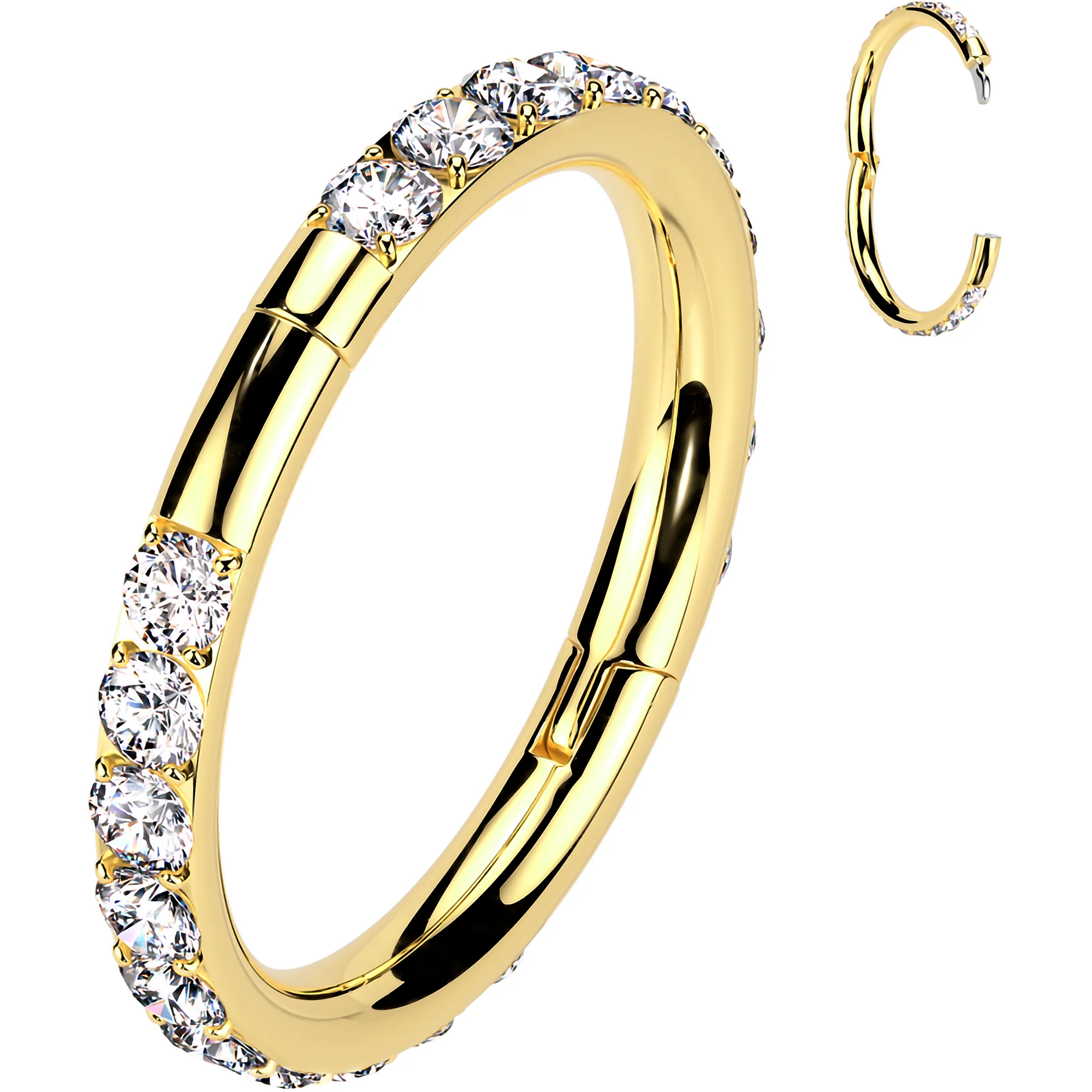 Implant Grade Titanium Forward CZ Double Sided Hoop Segment Ring - Image 16