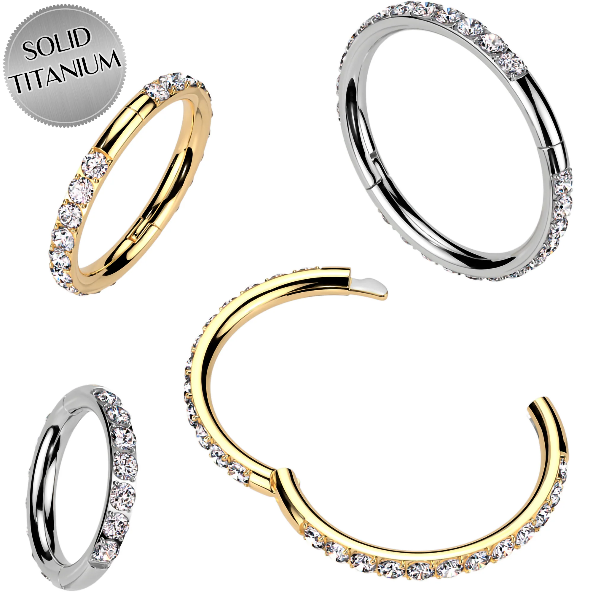 Implant Grade Titanium Forward CZ Double Sided Hoop Segment Ring - Image 2