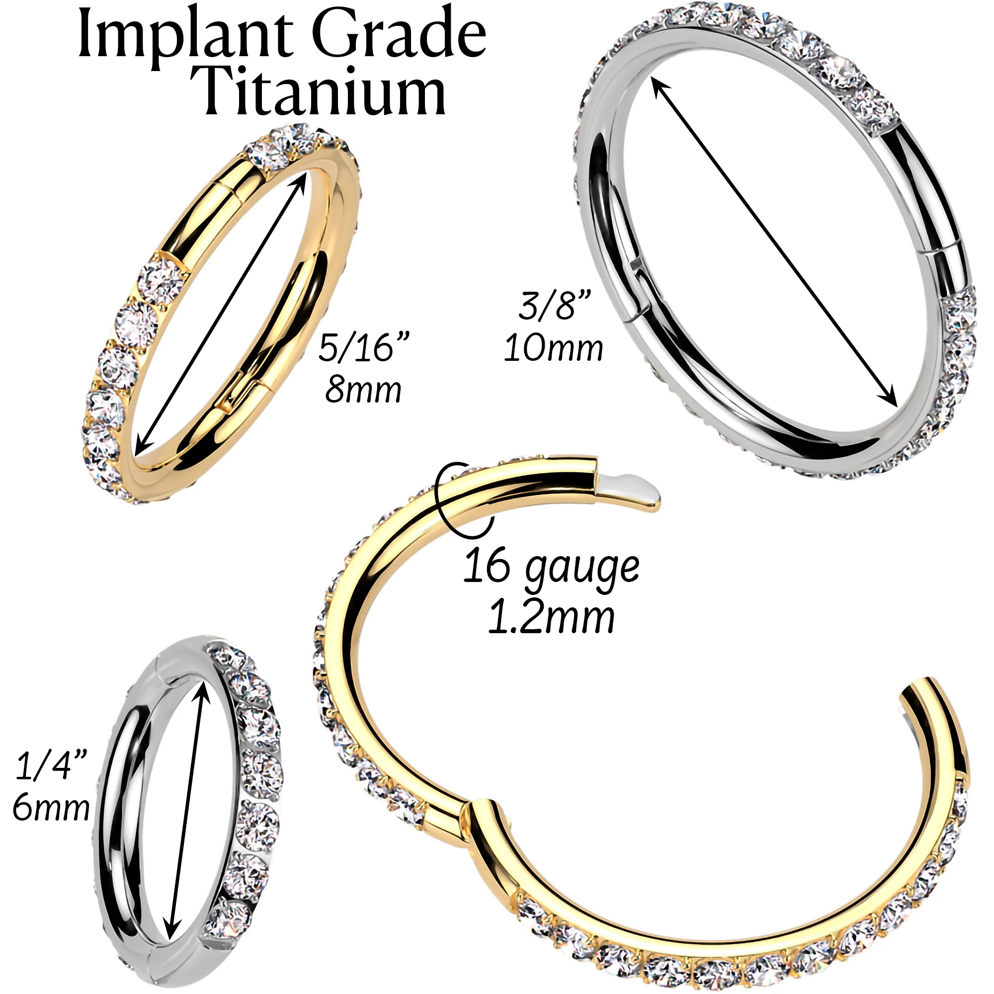Implant Grade Titanium Forward CZ Double Sided Hoop Segment Ring - Image 3