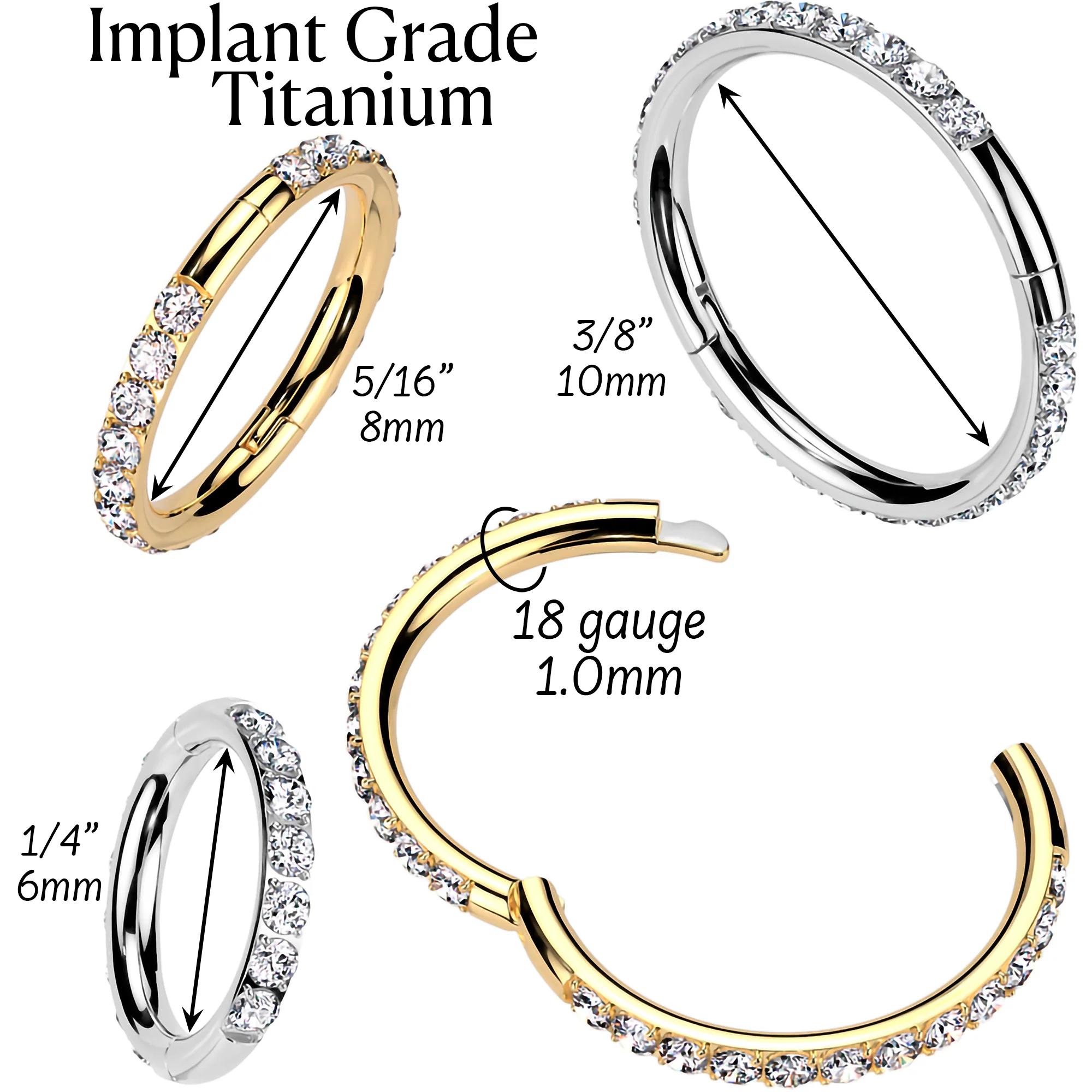 Implant Grade Titanium Forward CZ Double Sided Hoop Segment Ring - Image 4