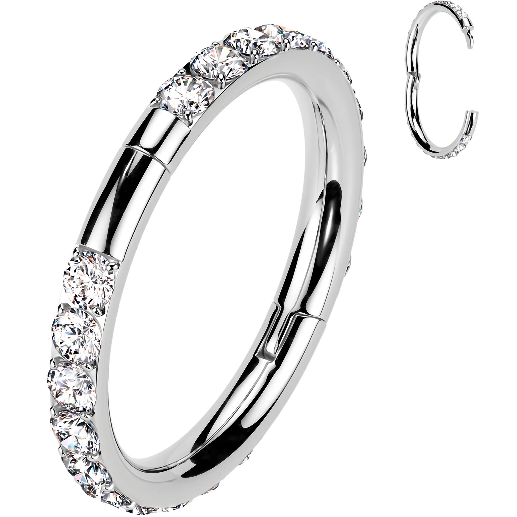 Implant Grade Titanium Forward CZ Double Sided Hoop Segment Ring - Image 5