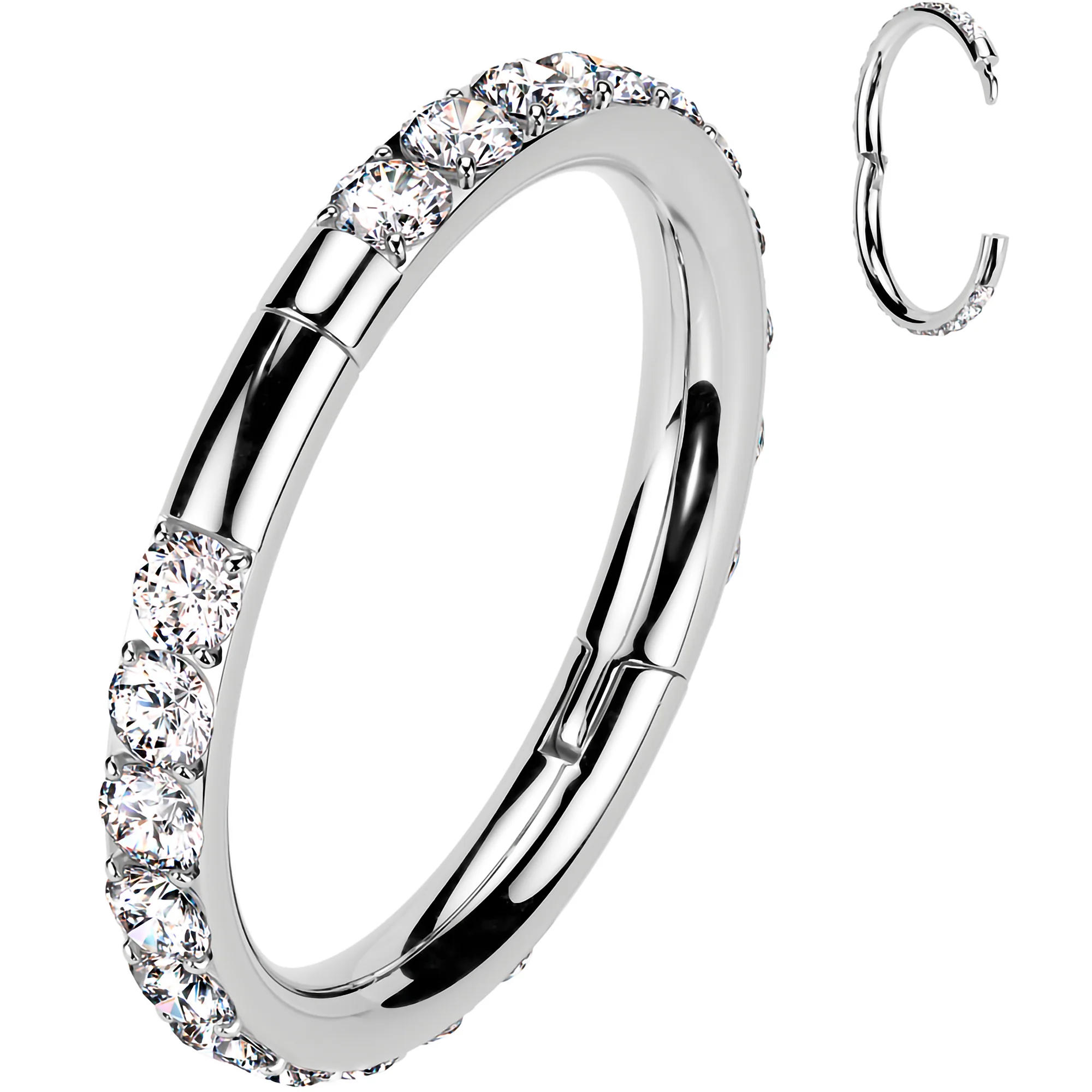 Implant Grade Titanium Forward CZ Double Sided Hoop Segment Ring - Image 6
