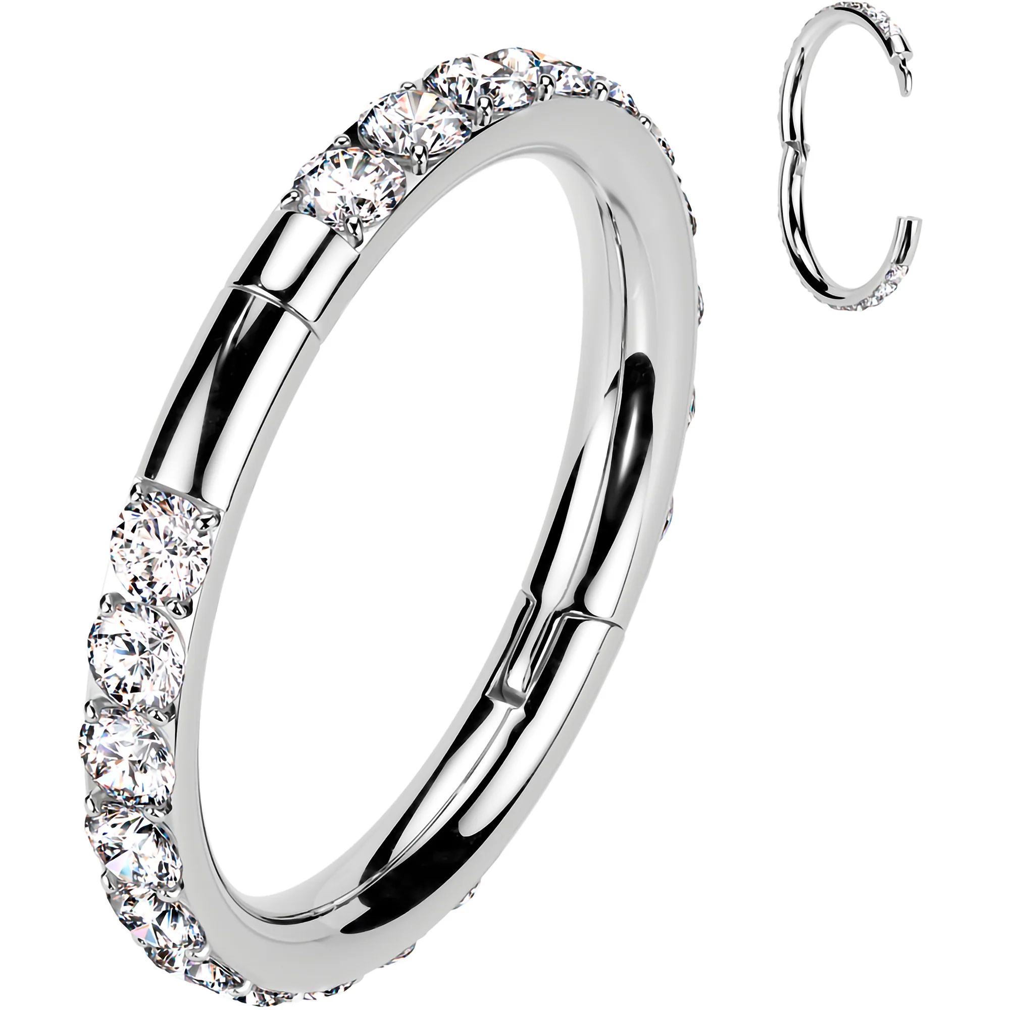 Implant Grade Titanium Forward CZ Double Sided Hoop Segment Ring - Image 7