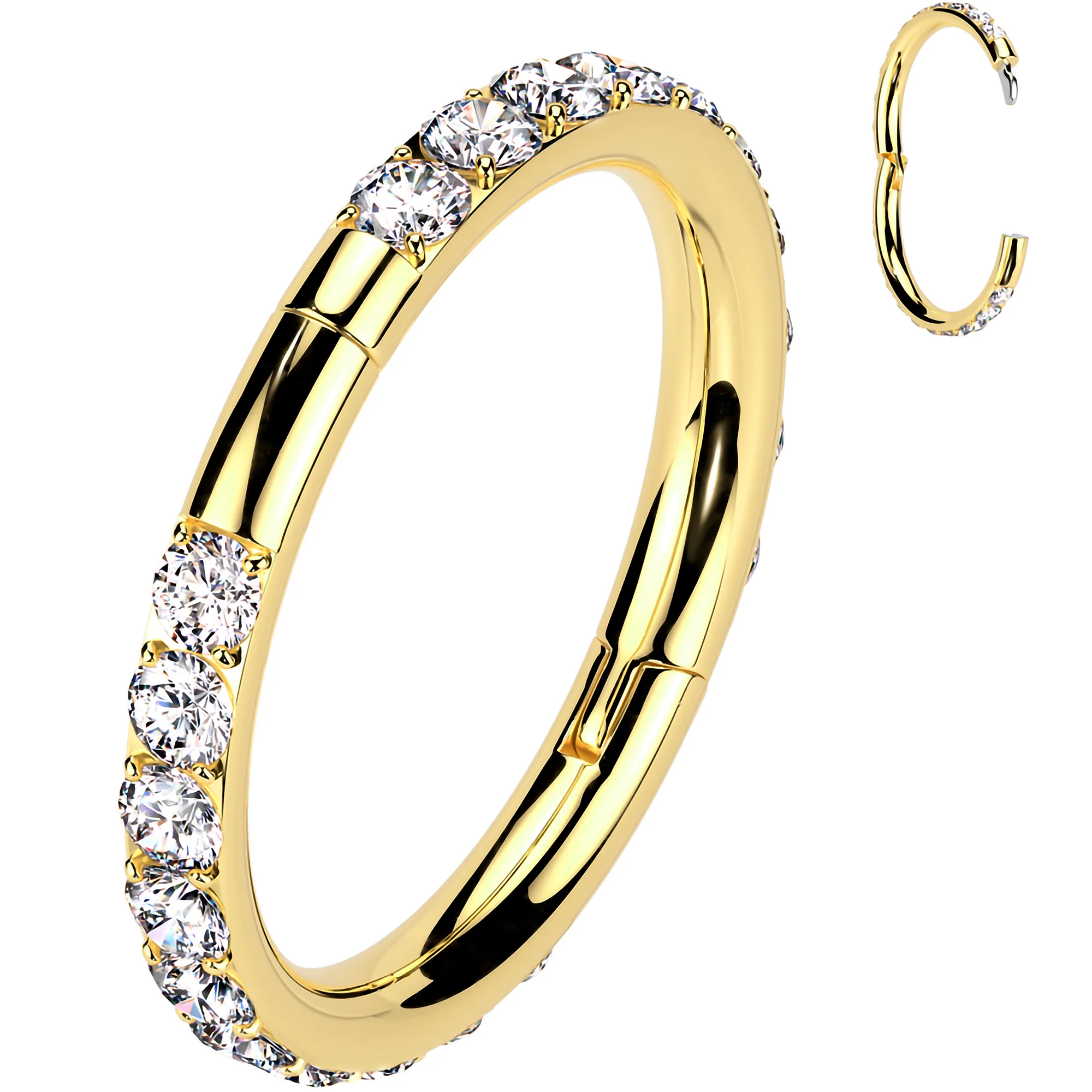 Implant Grade Titanium Forward CZ Double Sided Hoop Segment Ring - Image 8