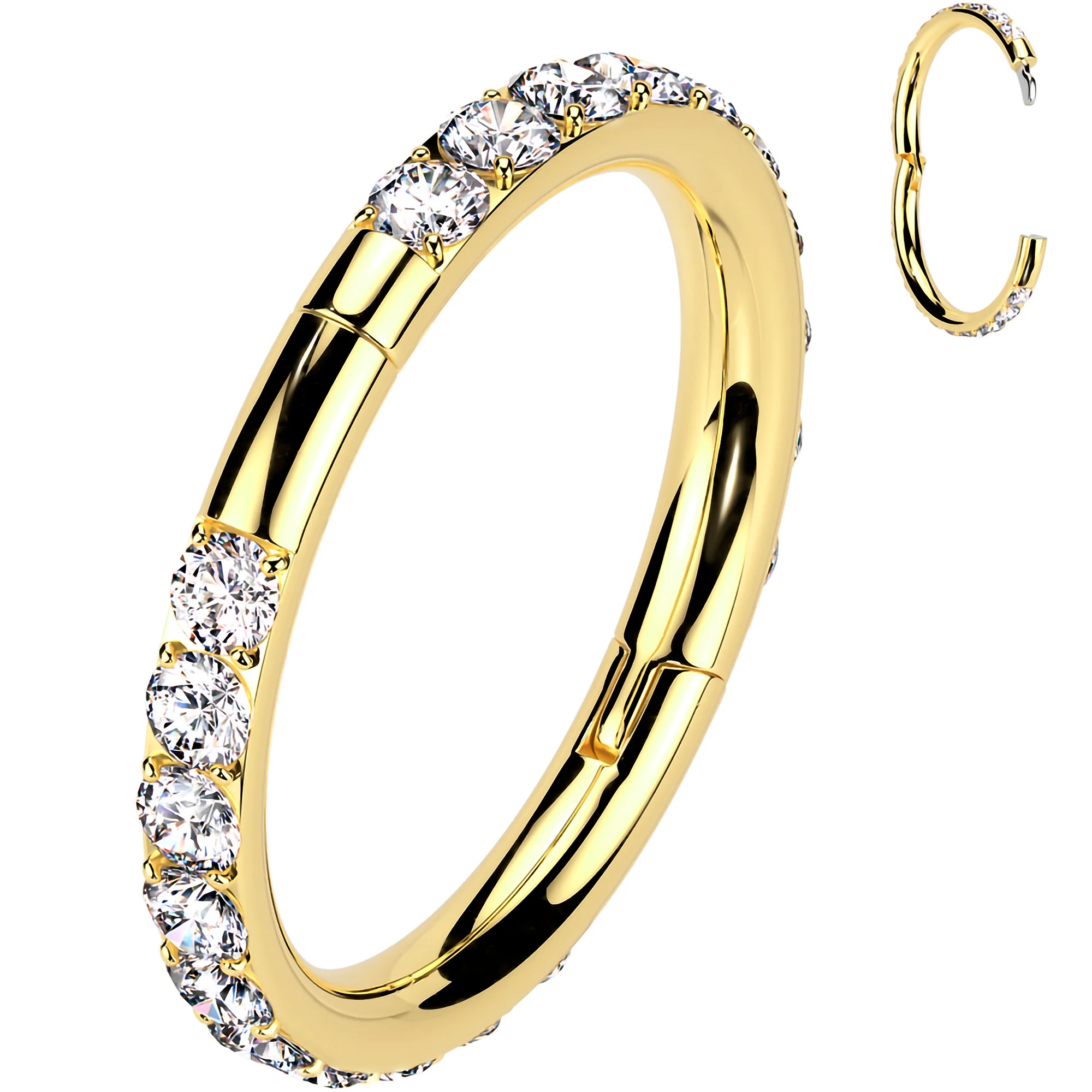 Implant Grade Titanium Forward CZ Double Sided Hoop Segment Ring - Image 9