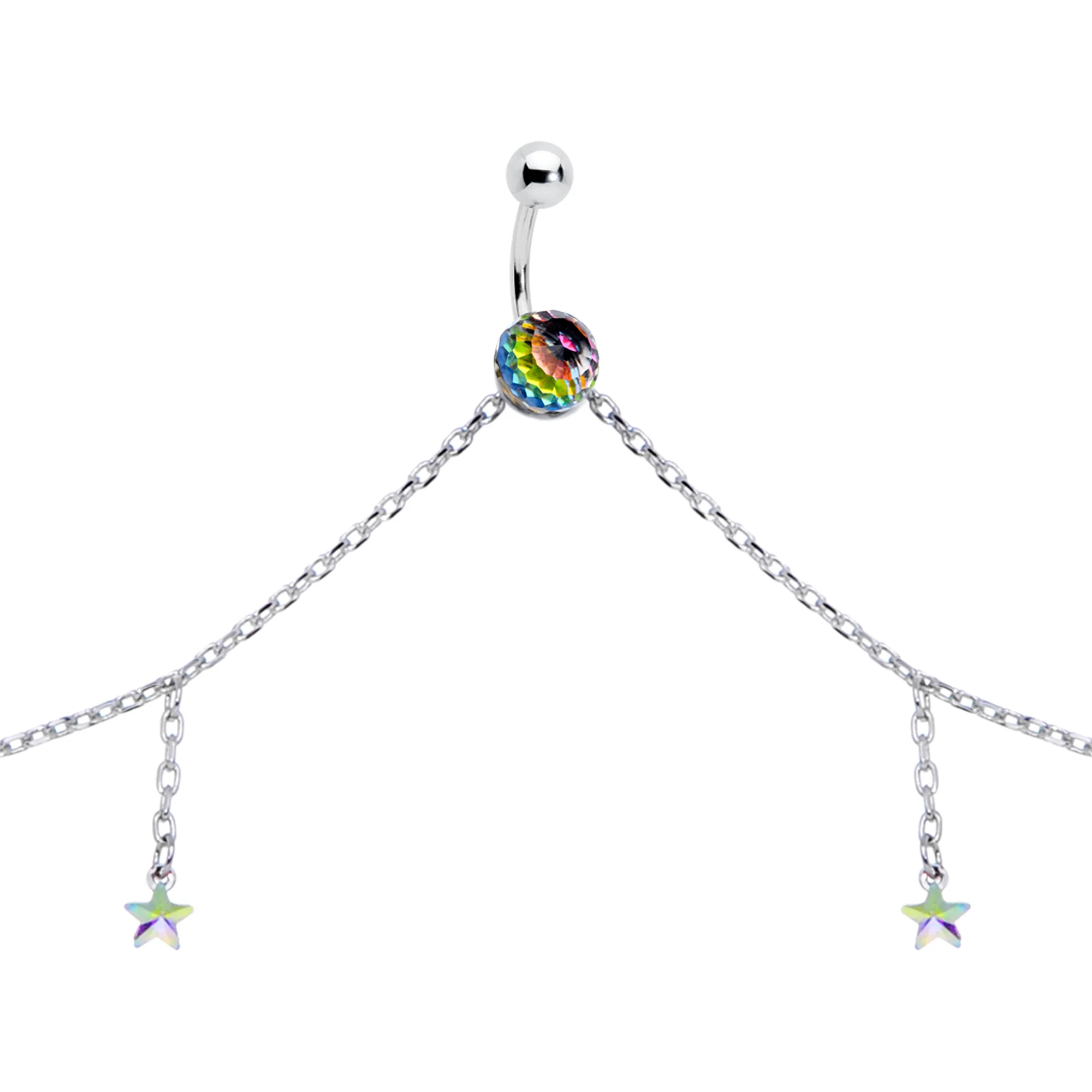 Iridescent Aurora Gem Orb Star Belly Ring Belly Chain - Image 2