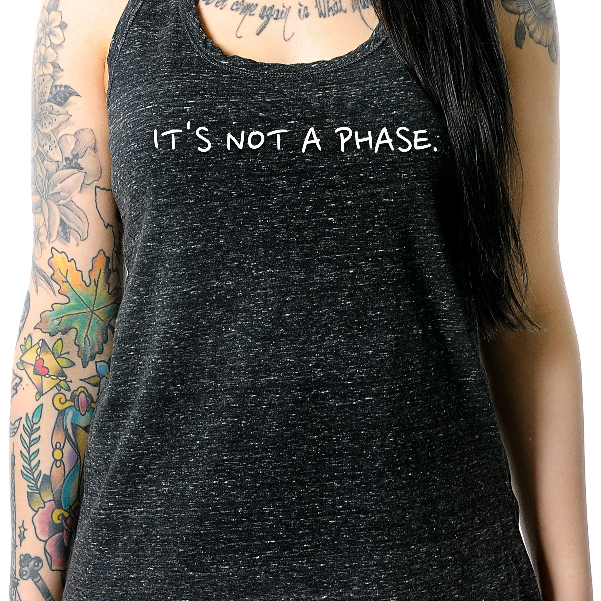 It's Not a Phase Black Gray Cosmic Twist Back Tank Top - Image 3