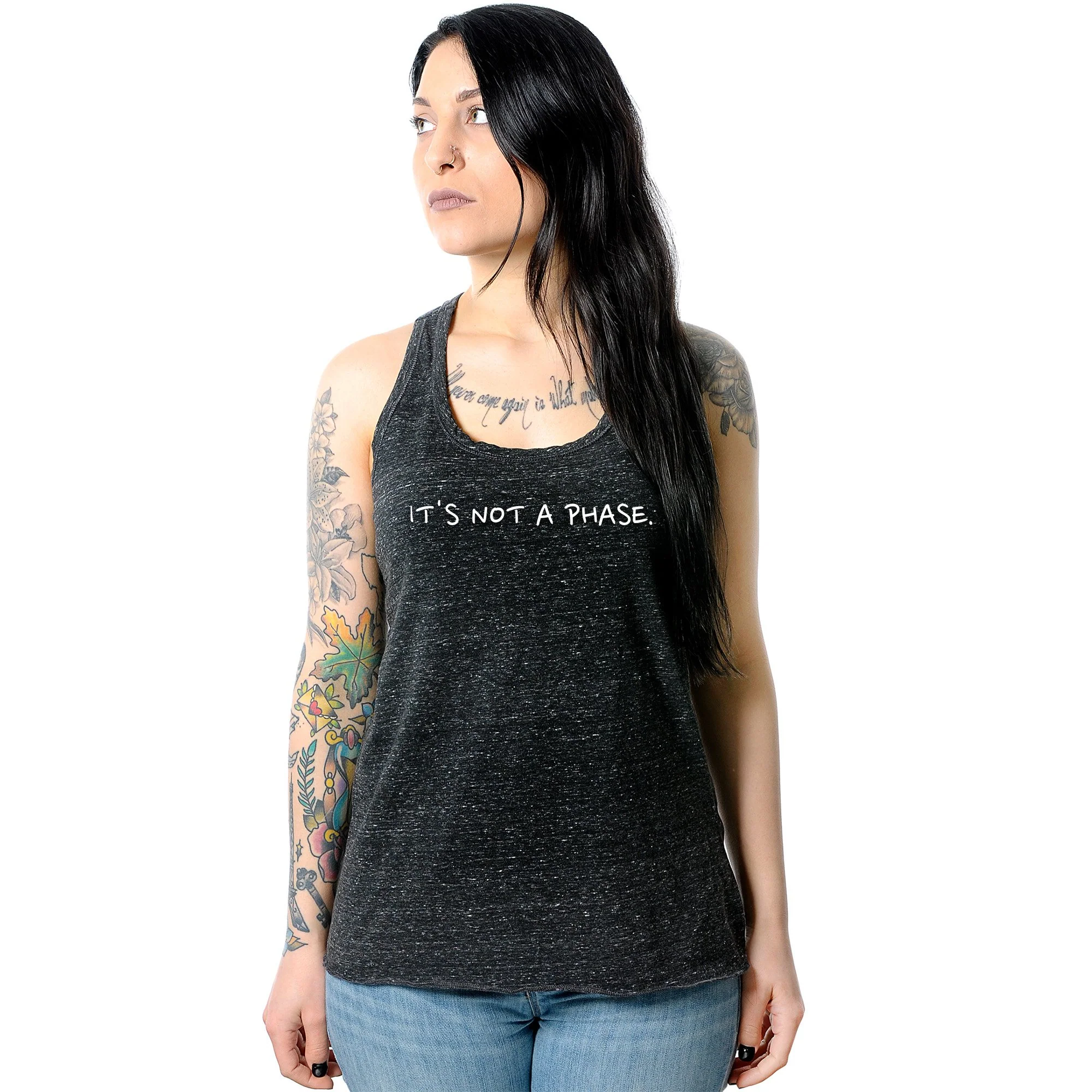 It's Not a Phase Black Gray Cosmic Twist Back Tank Top - Image 5