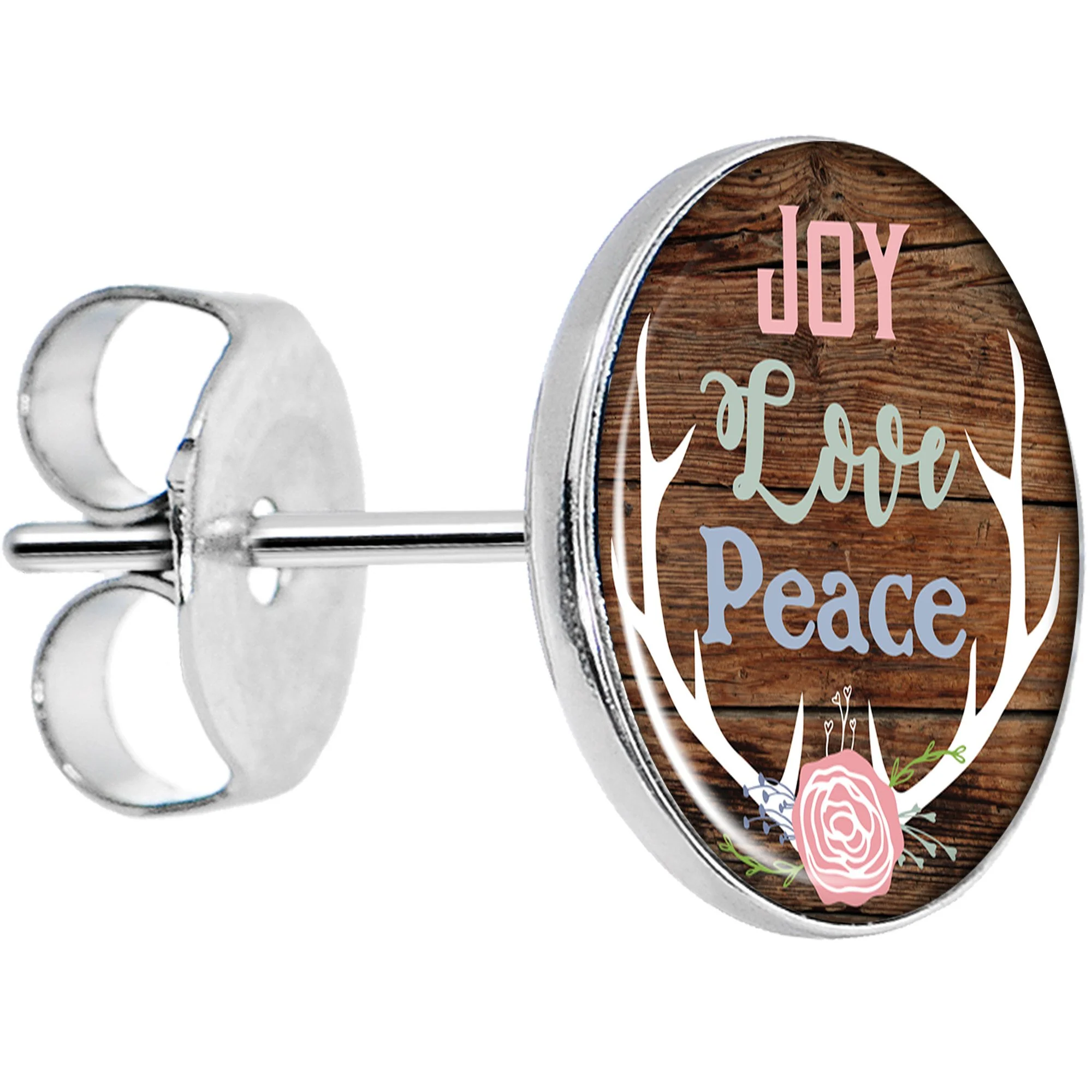 Joy Love Peace Antlers Stud Earrings - Image 2