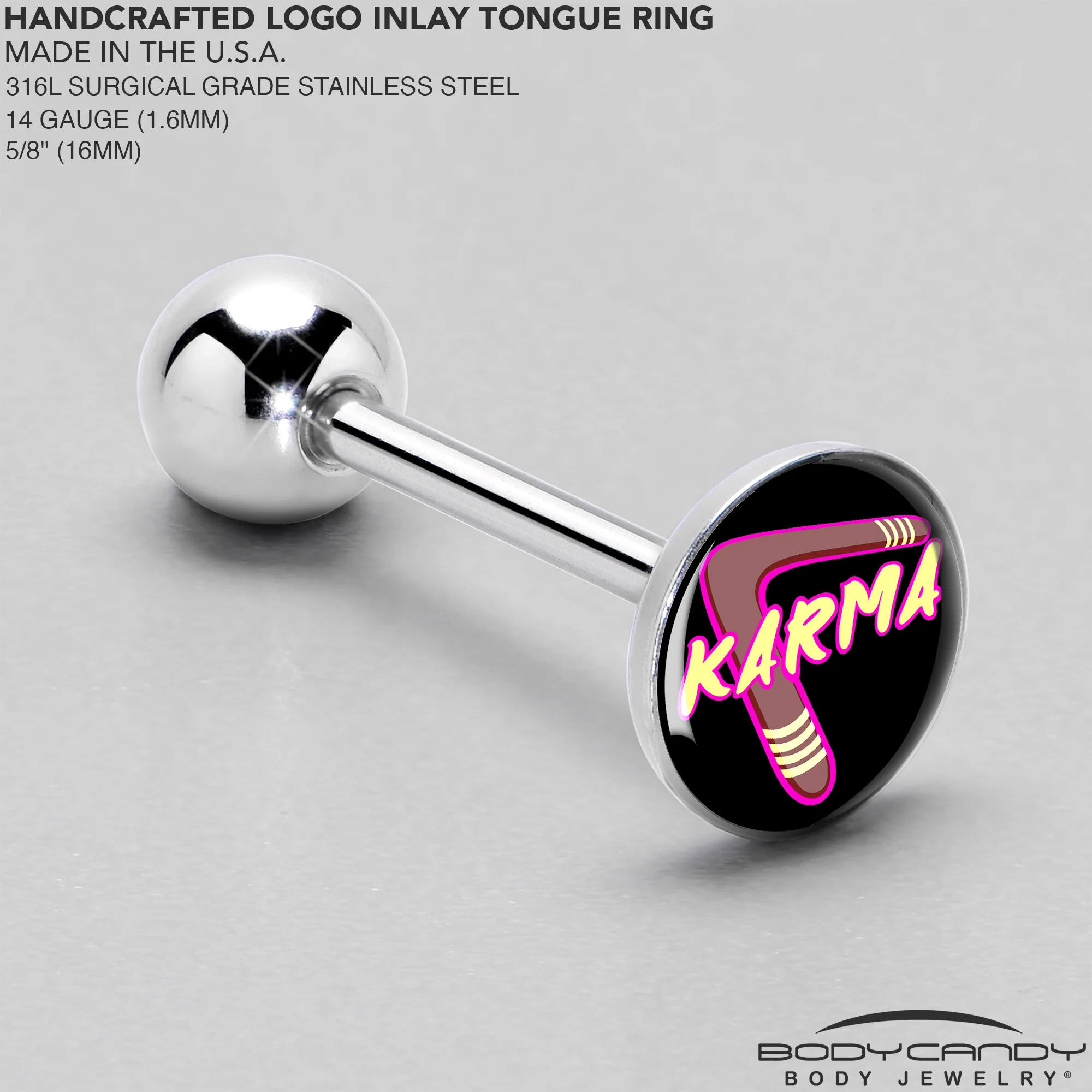 Karmic Boomerang Barbell Tongue Ring by Onyx O - Image 4