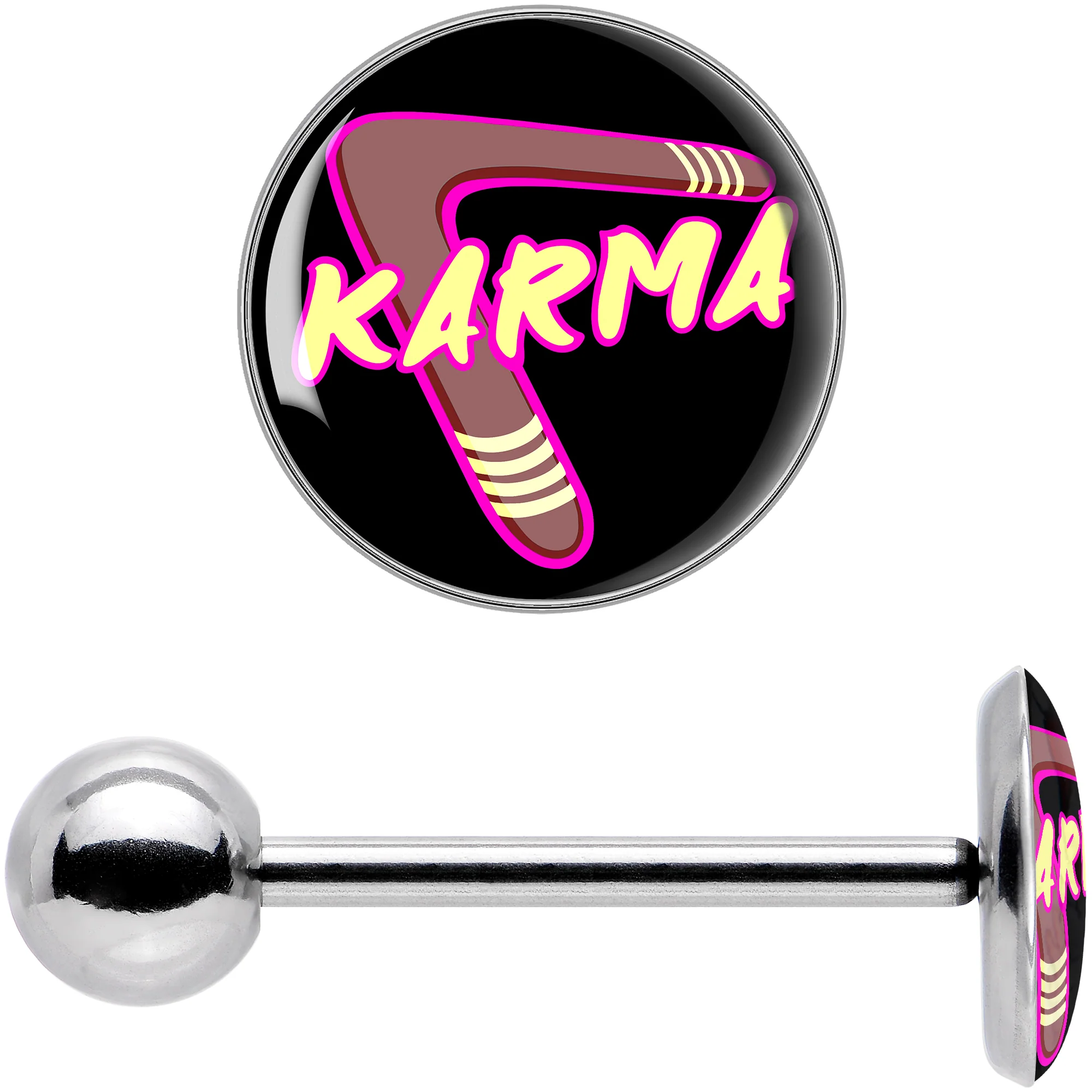 Karmic Boomerang Barbell Tongue Ring by Onyx O - Image 7