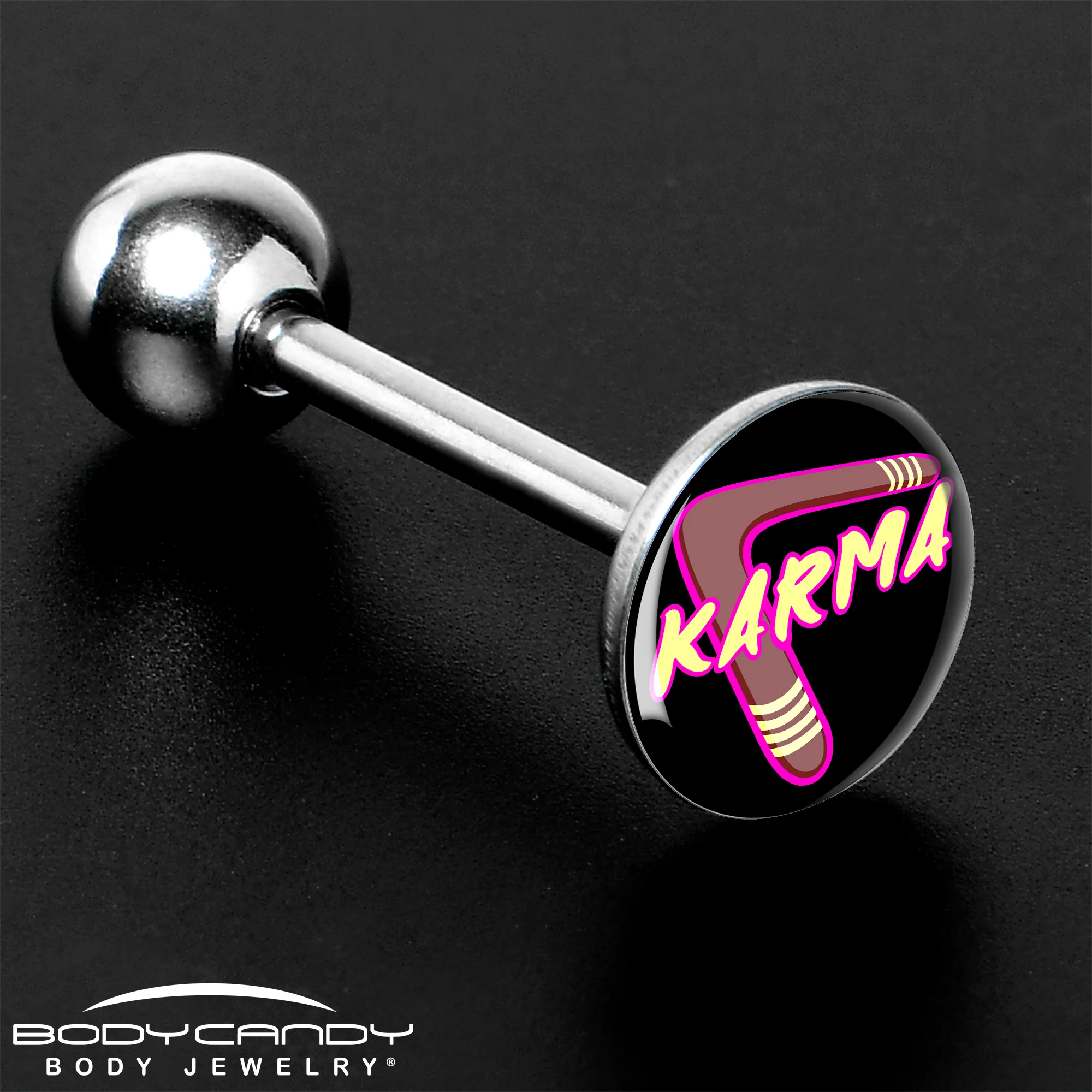 Karmic Boomerang Barbell Tongue Ring by Onyx O - Image 8