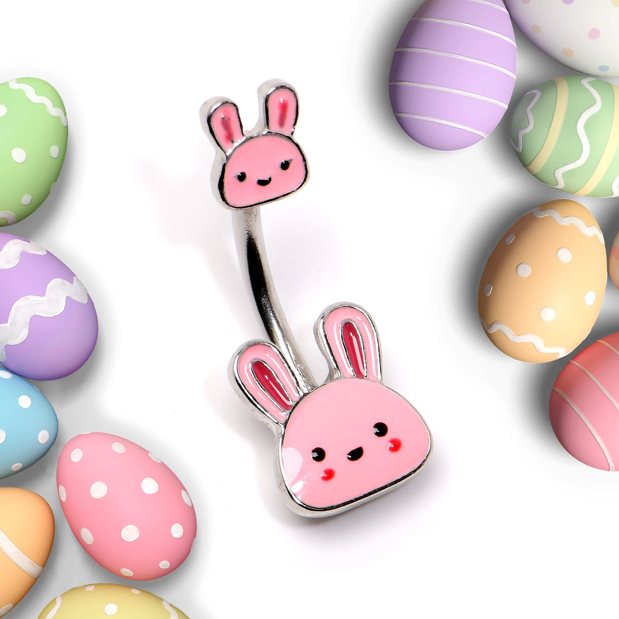 Kawaii Cutie Easter Bunny Double Mount Belly Ring - Image 4