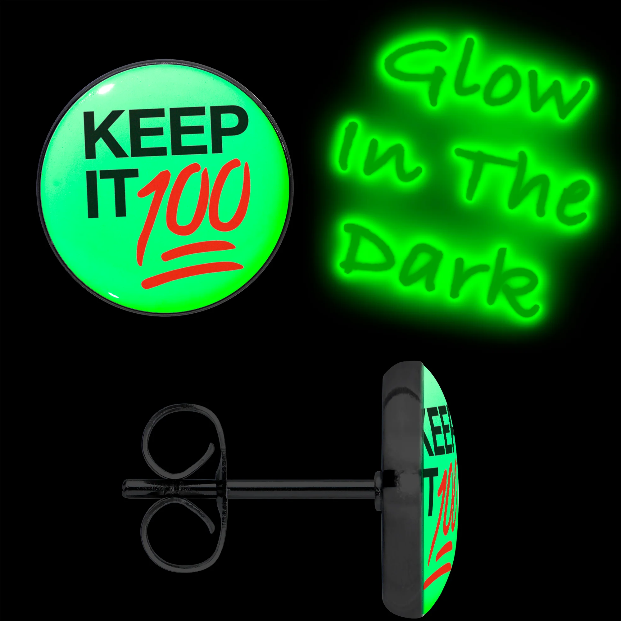 Keep it 100 Glow in the Dark Stud Earrings by Onyx O - Image 2