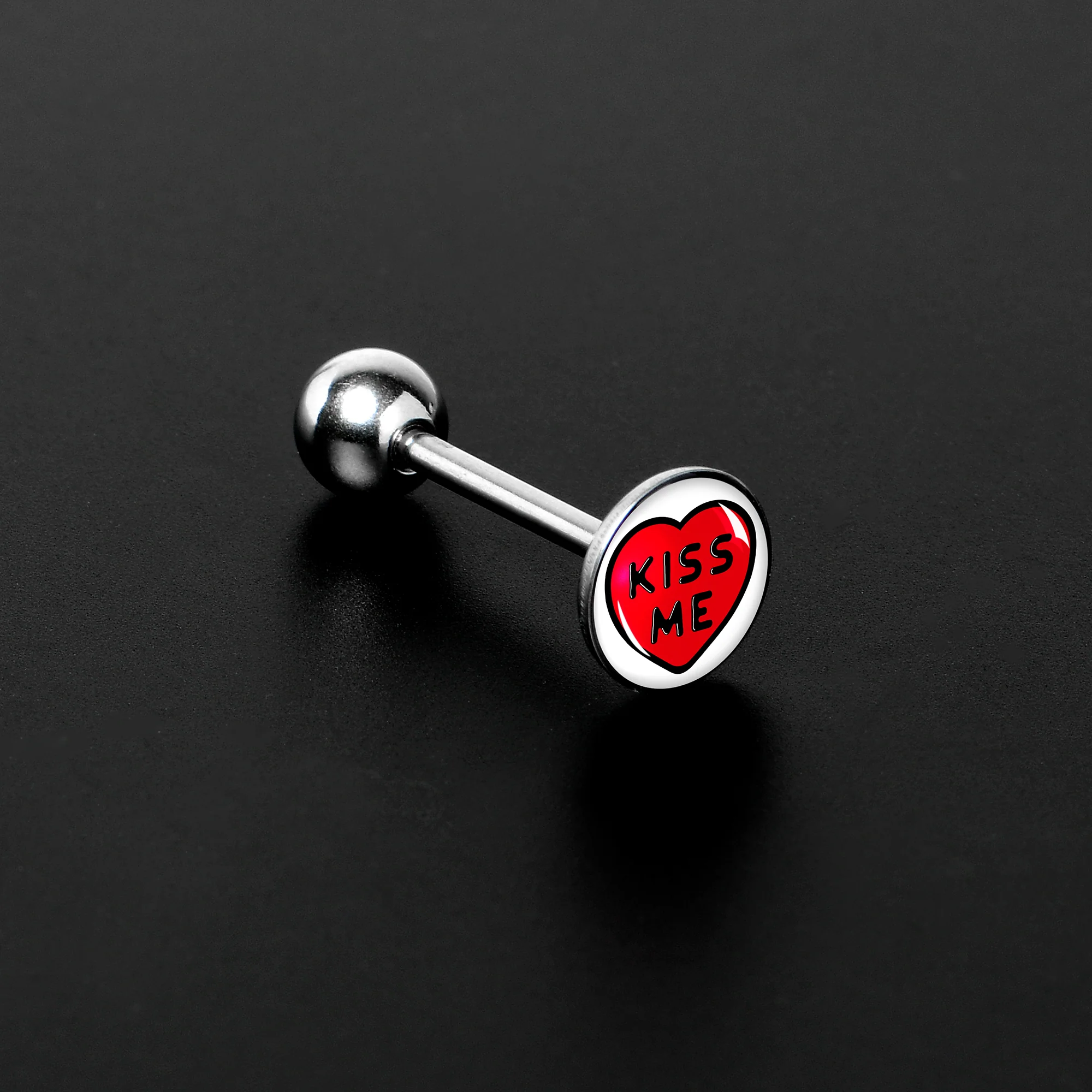 Kiss Me Candy Heart Barbell Tongue Ring by Onyx O - Image 4