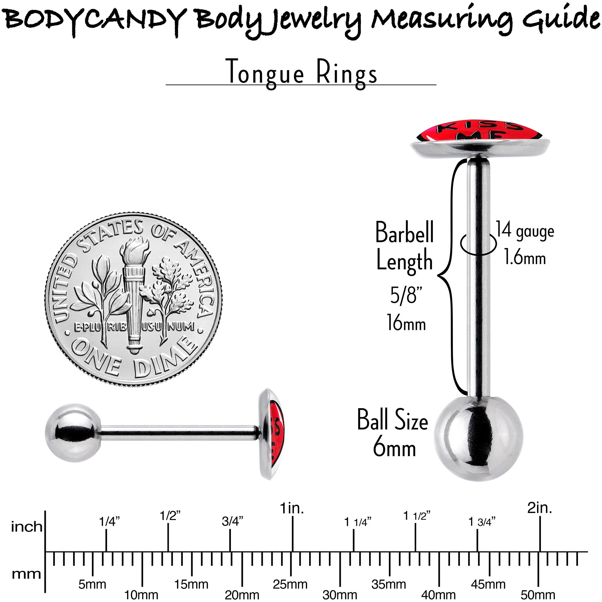 Kiss Me Candy Heart Barbell Tongue Ring by Onyx O - Image 5