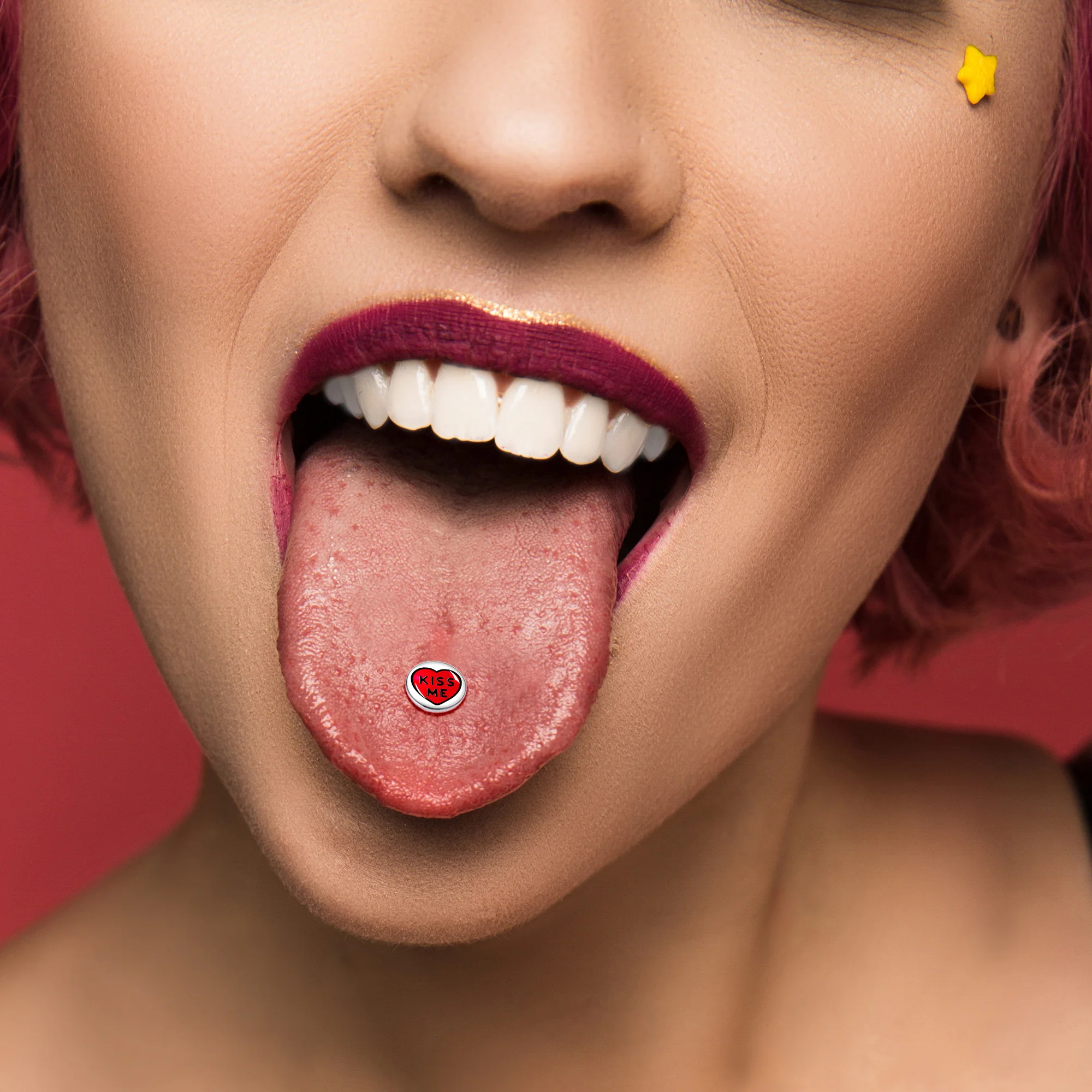 Kiss Me Candy Heart Barbell Tongue Ring by Onyx O - Image 6